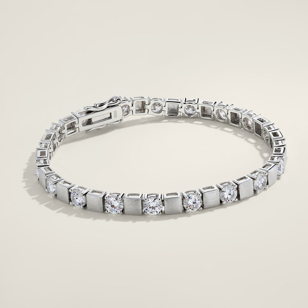 Quadrotonda Moissanite Tennis Bracelet in Sterling Silver