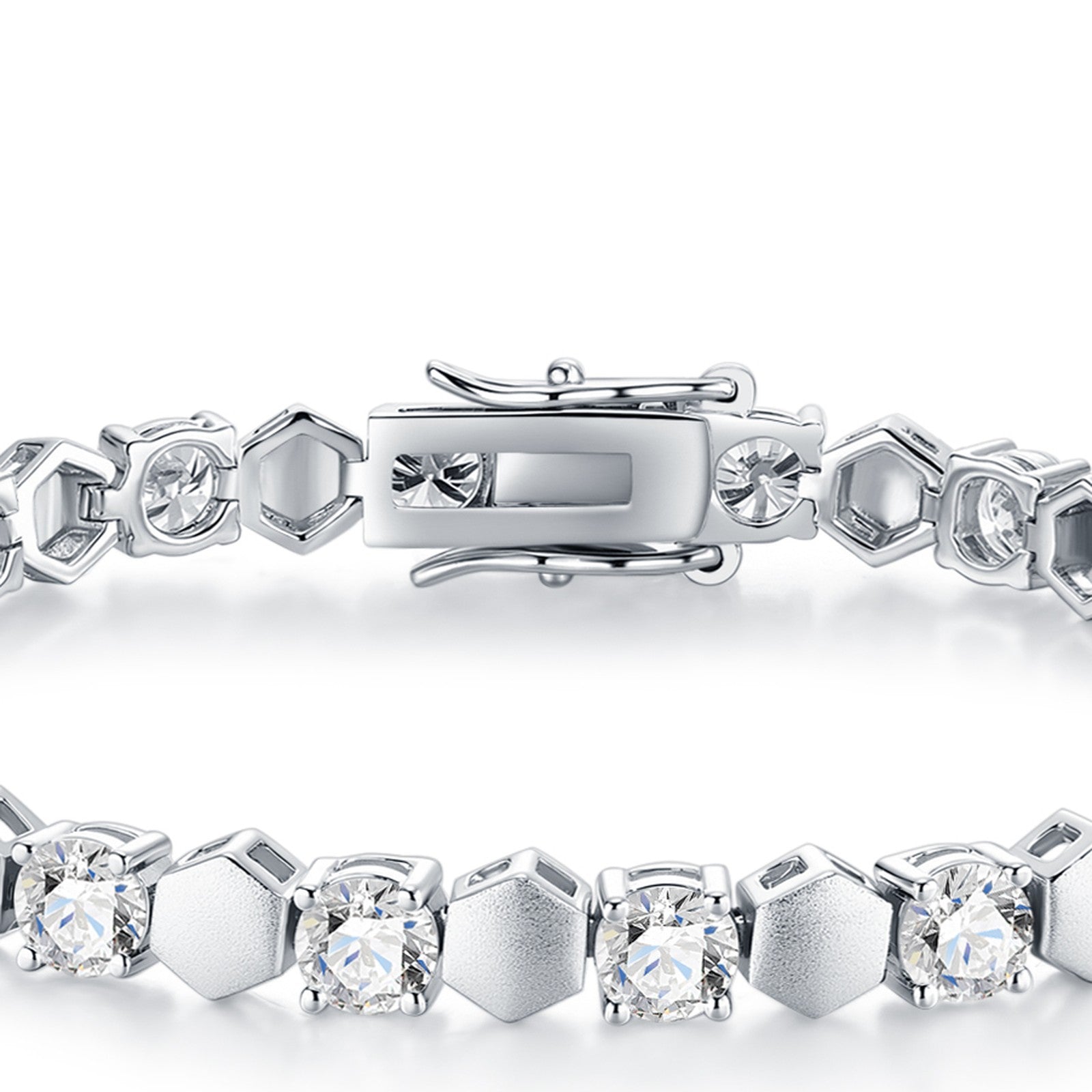 Sferetta Moissanite Tennis Bracelet in Sterling Silver — detail
