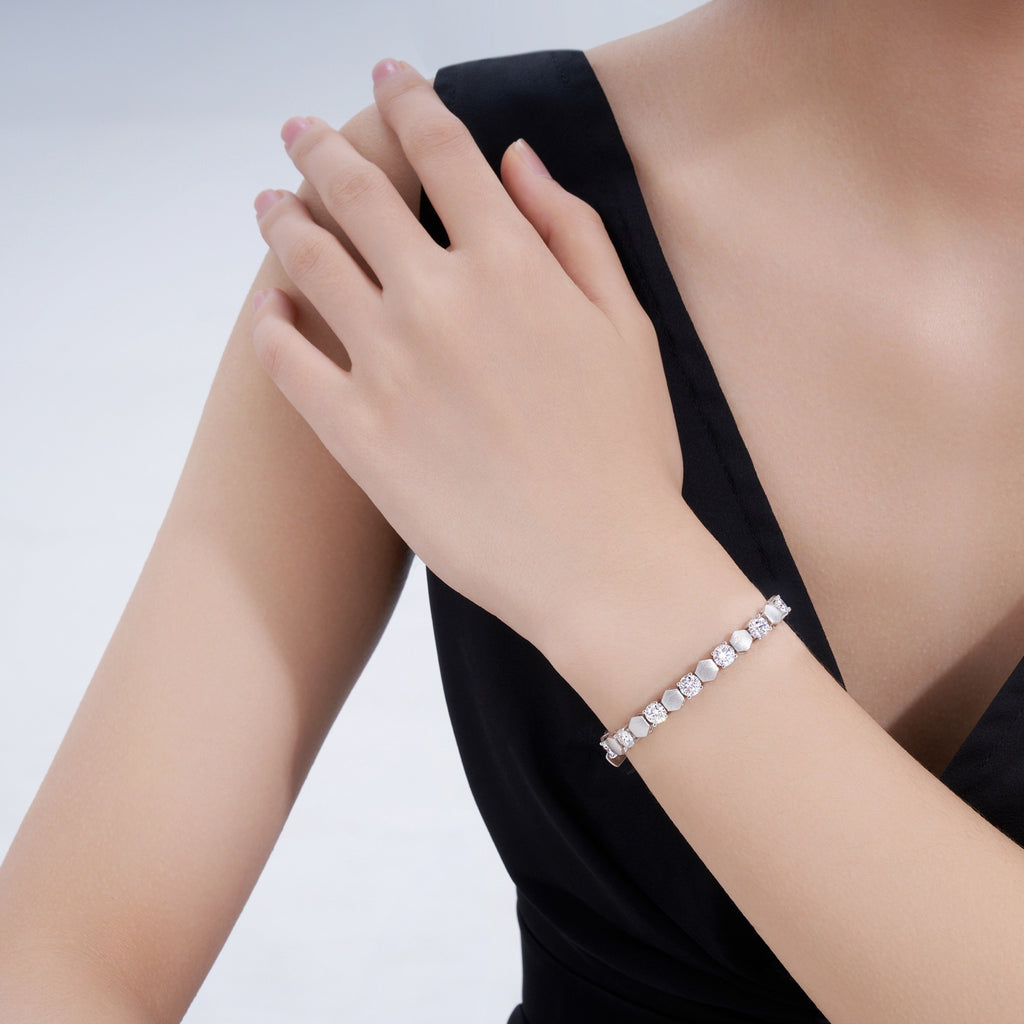 Sferetta Moissanite Tennis Bracelet in Sterling Silver