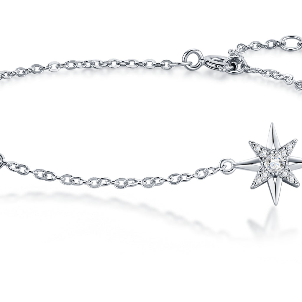 Lunastella Moissanite Chain Bracelet in Sterling Silver — detail