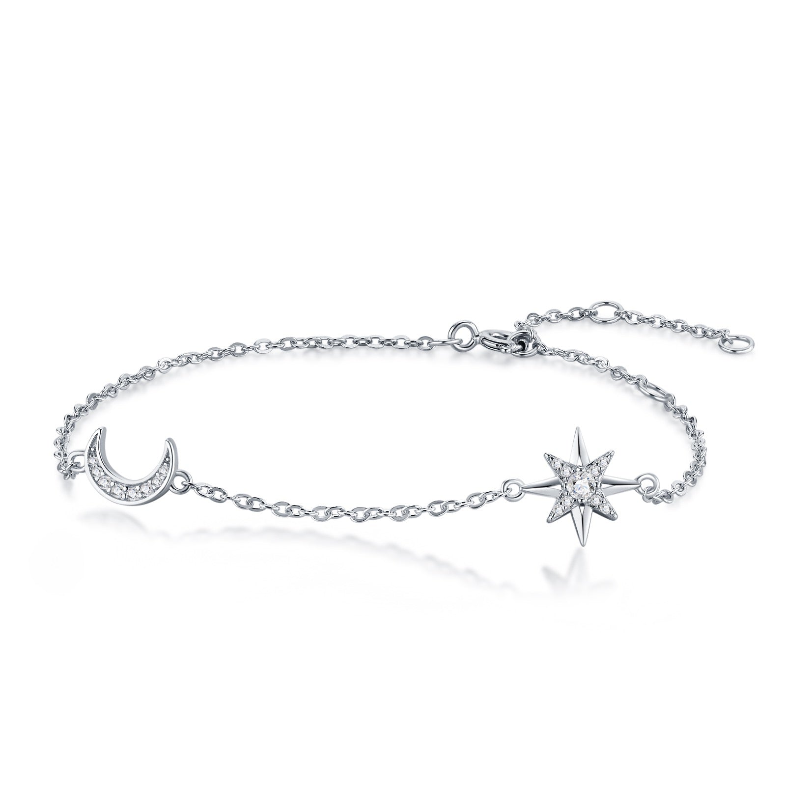 Lunastella Moissanite Chain Bracelet in Sterling Silver