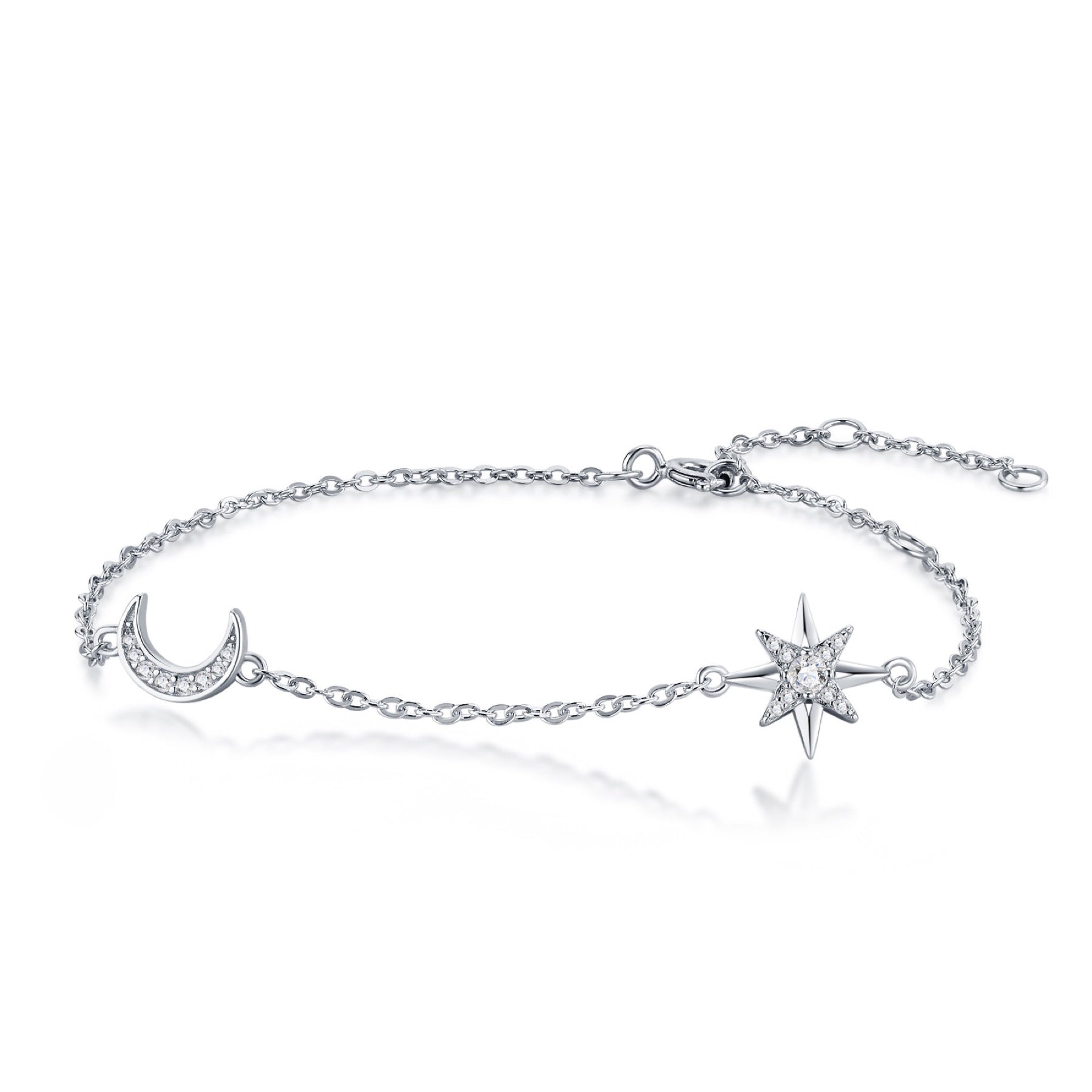 Lunastella Moissanite Chain Bracelet in Sterling Silver