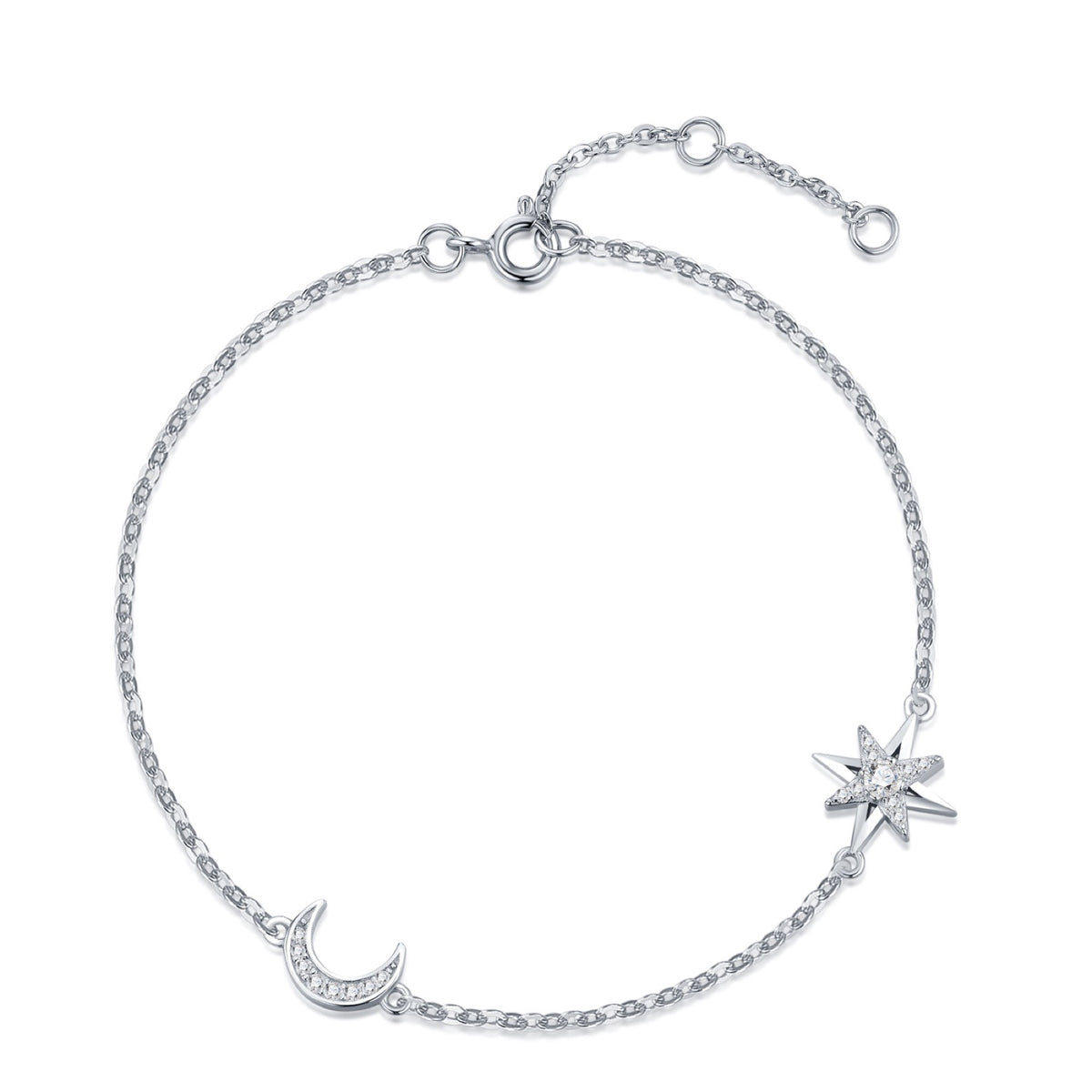 Lunastella Moissanite Chain Bracelet in Sterling Silver