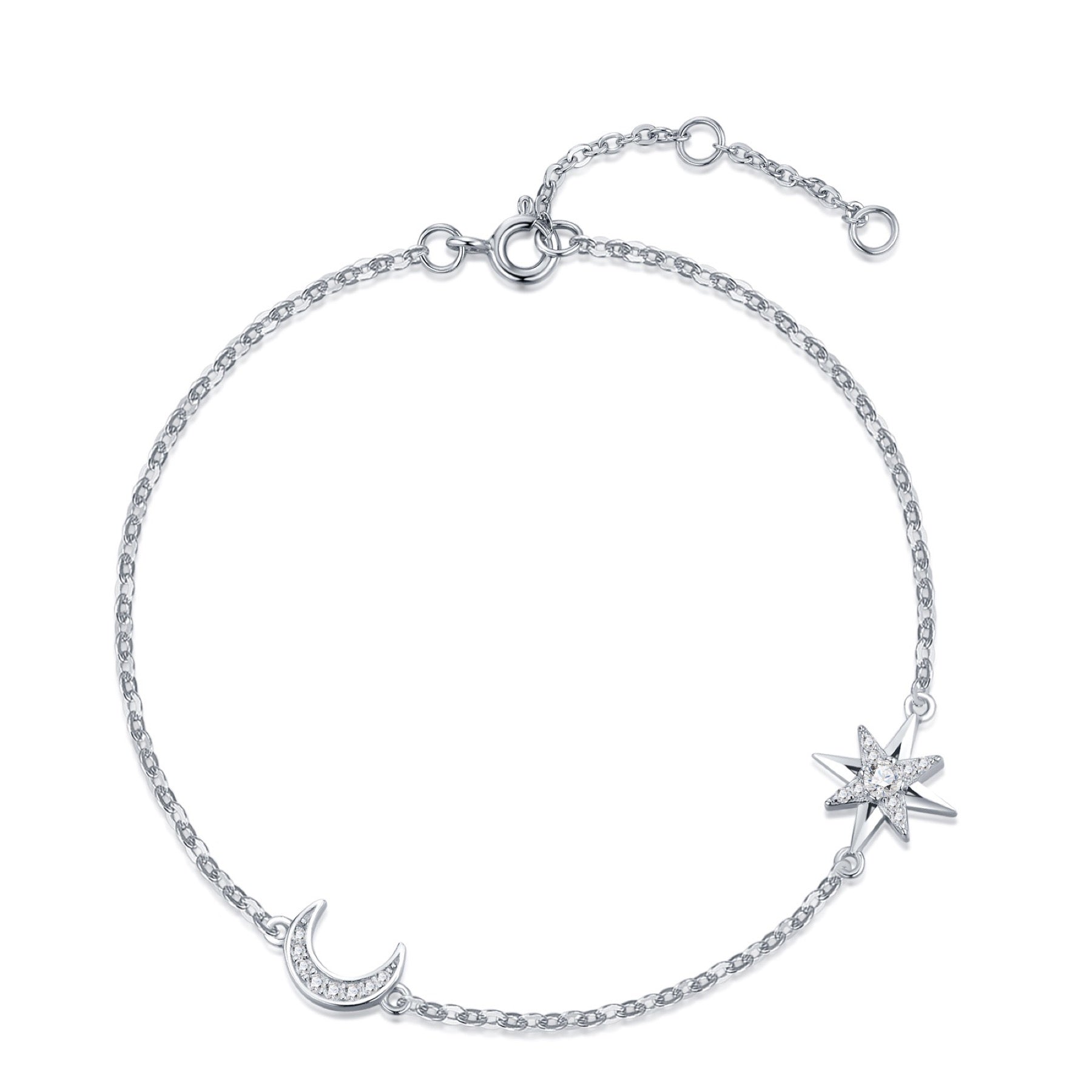 Lunastella Moissanite Chain Bracelet in Sterling Silver