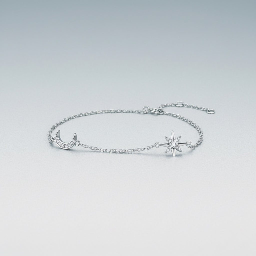 Lunastella Moissanite Chain Bracelet in Sterling Silver
