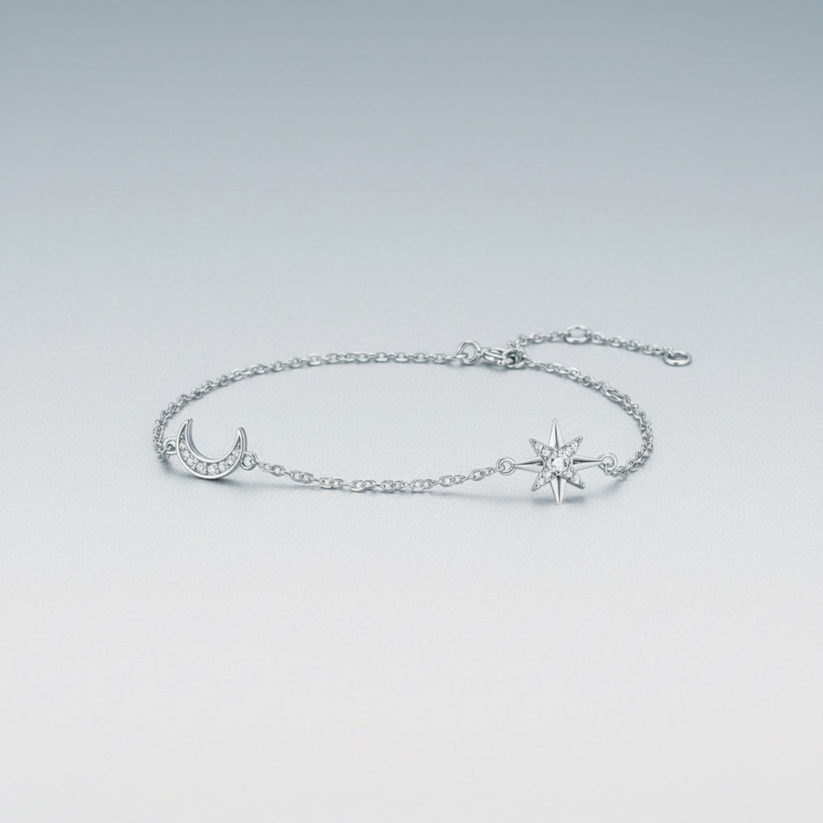 Lunastella Moissanite Chain Bracelet in Sterling Silver
