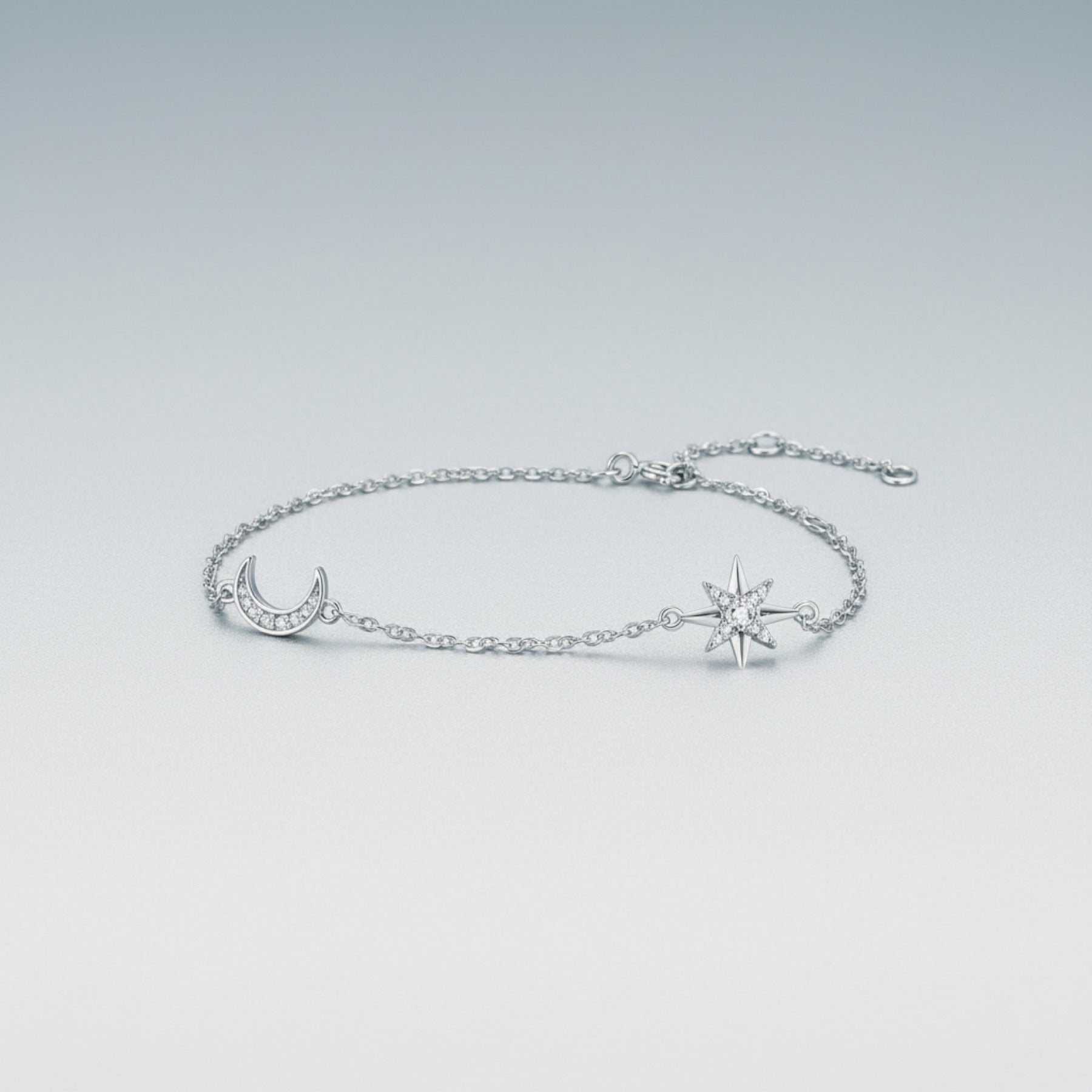 Lunastella Moissanite Chain Bracelet in Sterling Silver