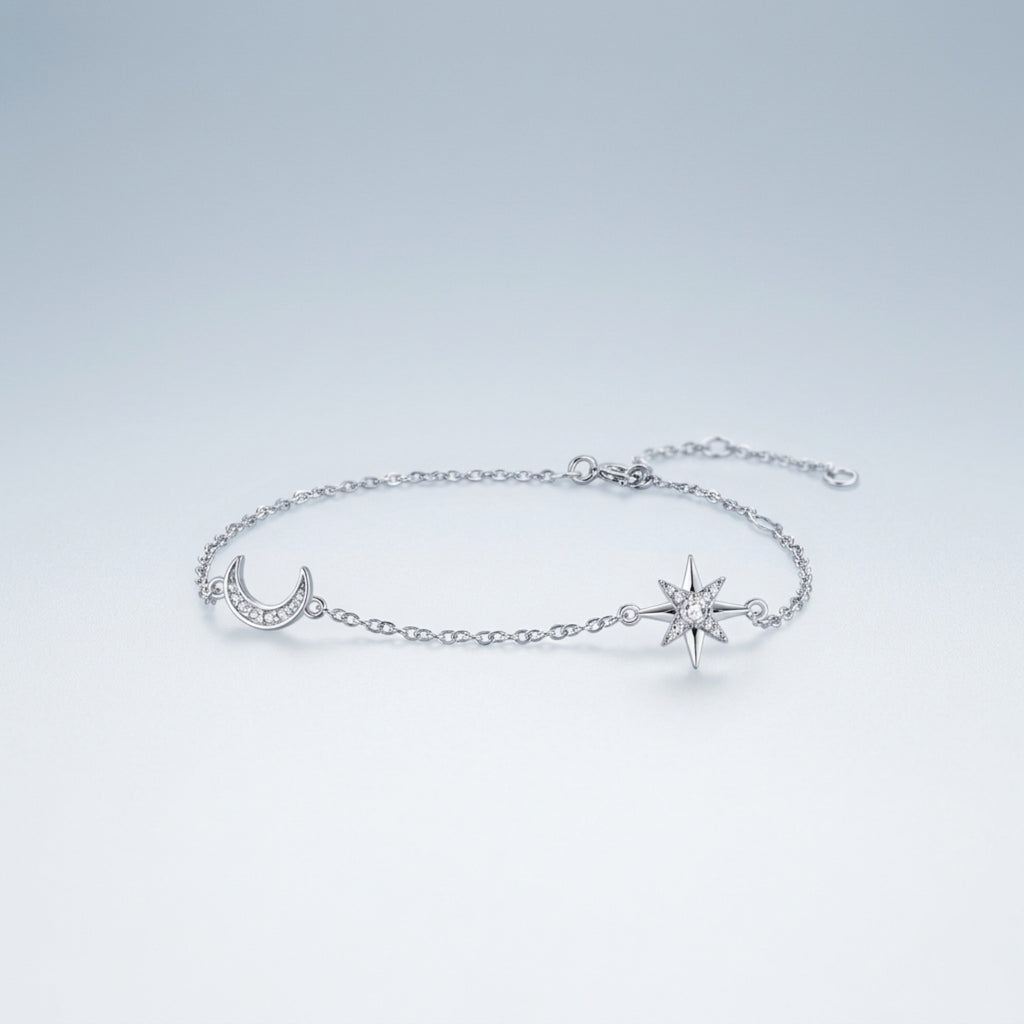 Lunastella Moissanite Chain Bracelet in Sterling Silver