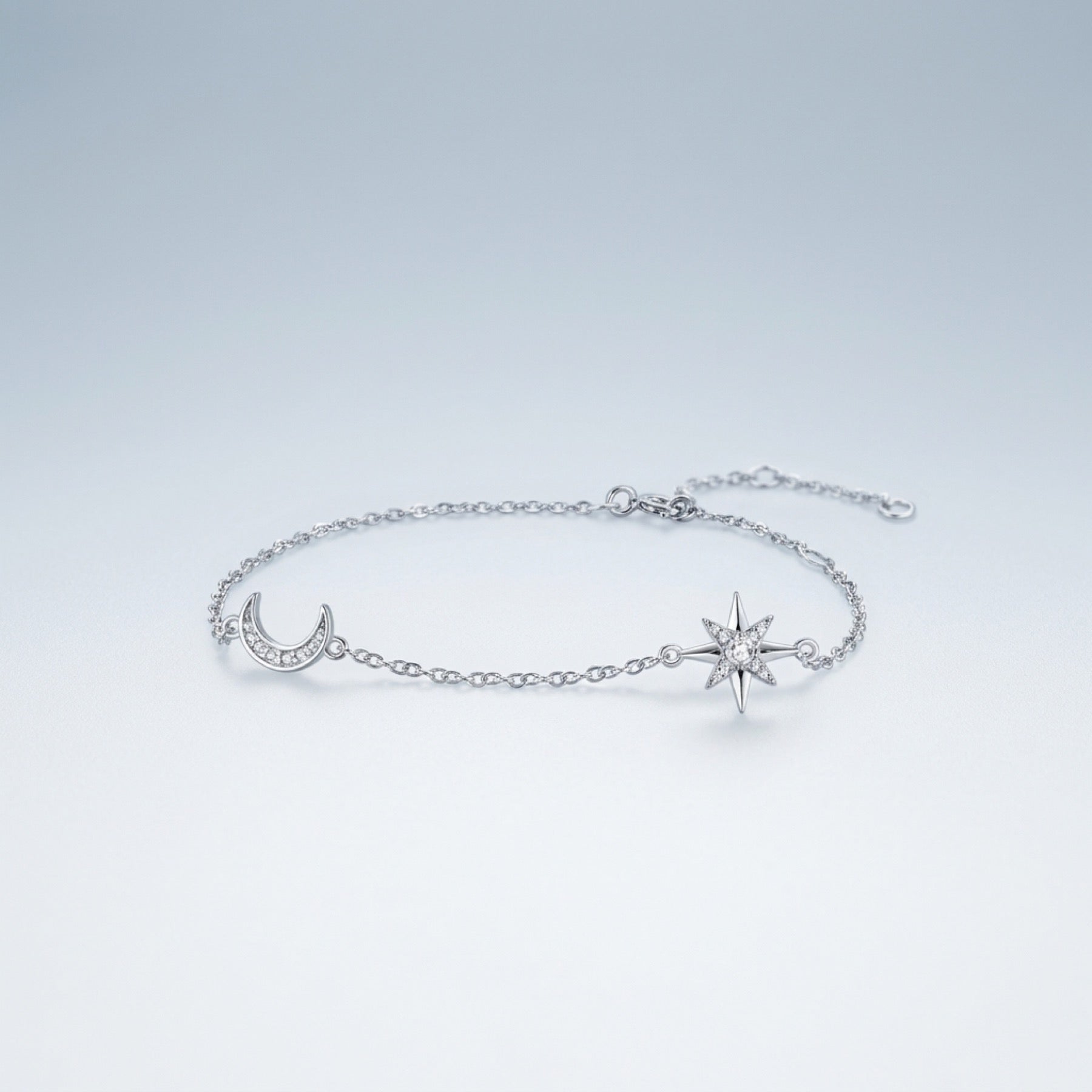 Lunastella Moissanite Chain Bracelet in Sterling Silver