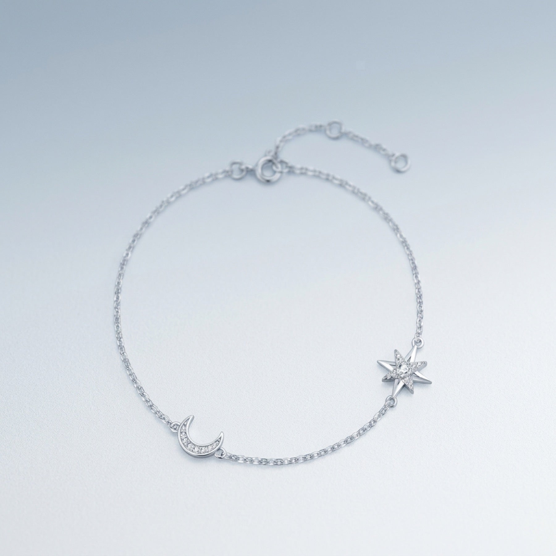 Lunastella Moissanite Chain Bracelet in Sterling Silver