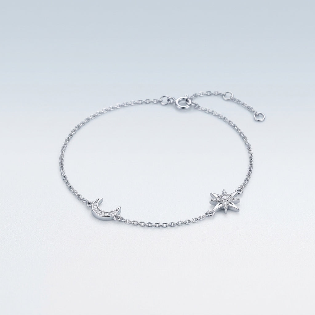 Lunastella Moissanite Chain Bracelet in Sterling Silver