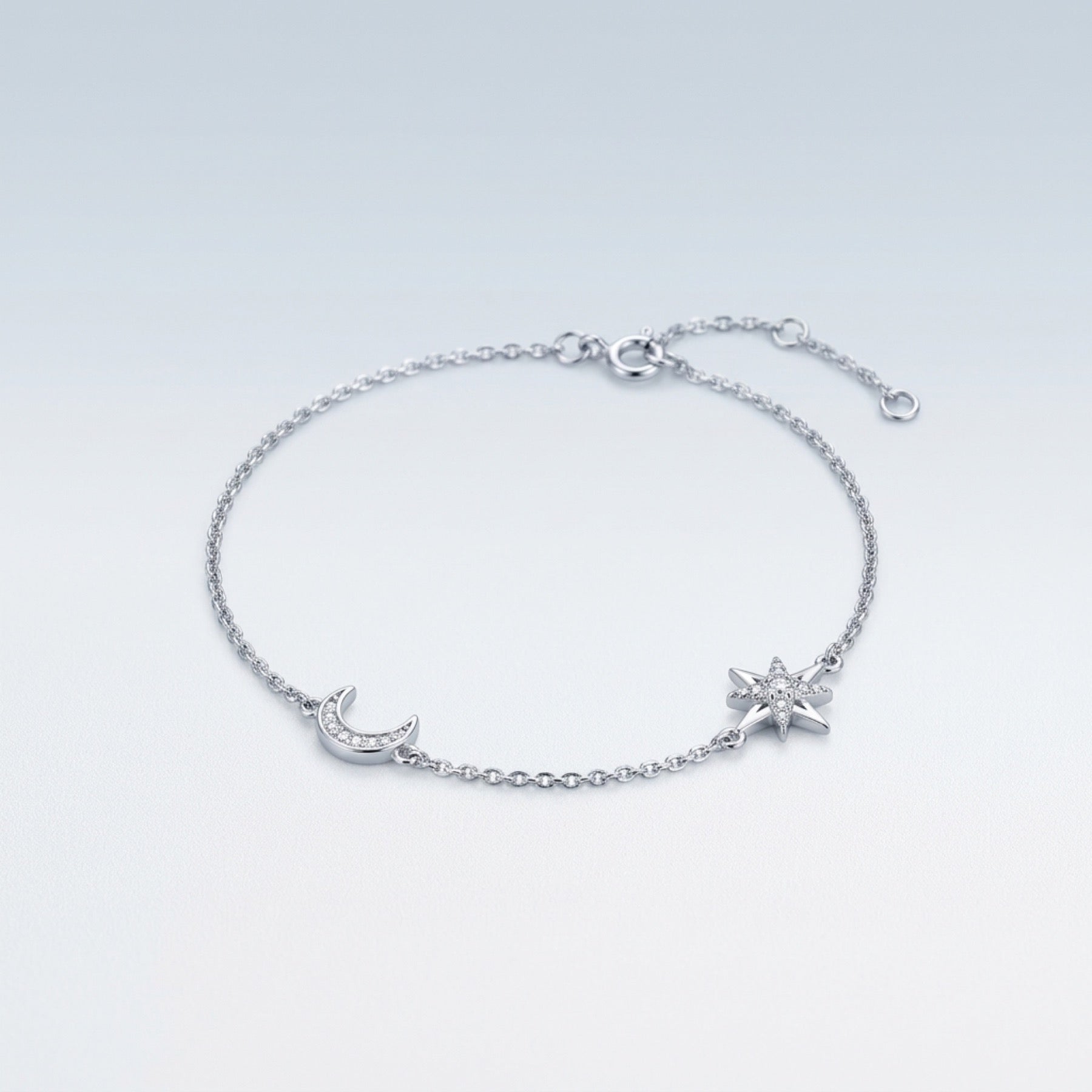 Lunastella Moissanite Chain Bracelet in Sterling Silver