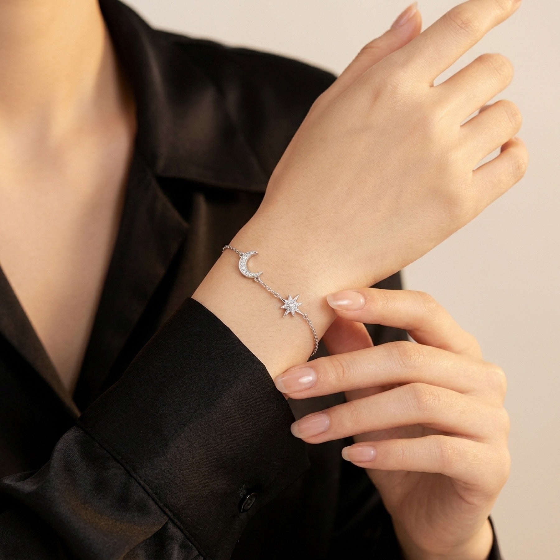 Lunastella Moissanite Chain Bracelet in Sterling Silver
