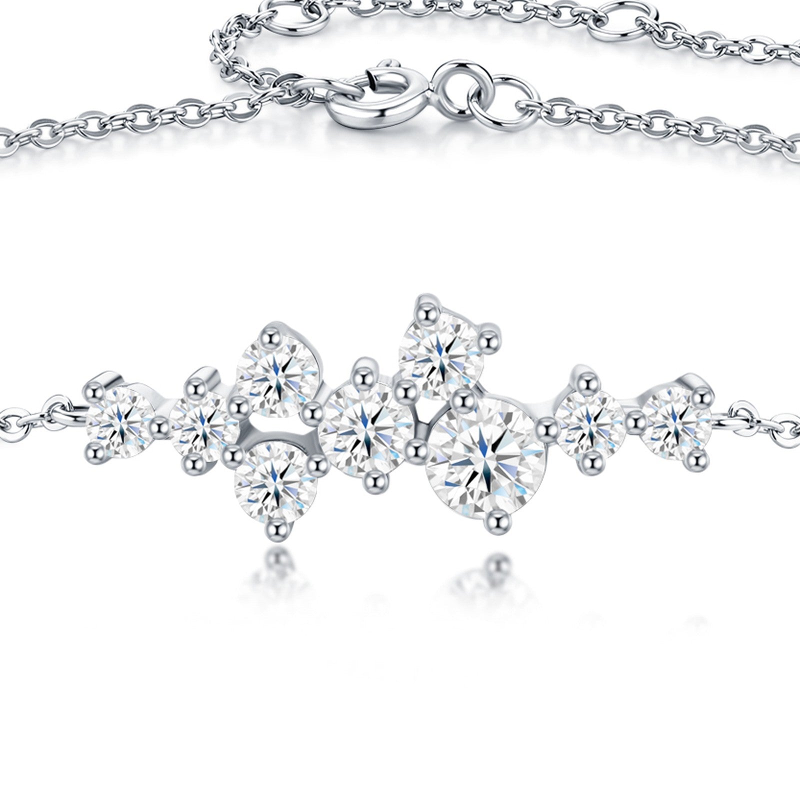 Costellina Moissanite Chain Bracelet in Sterling Silver — detail
