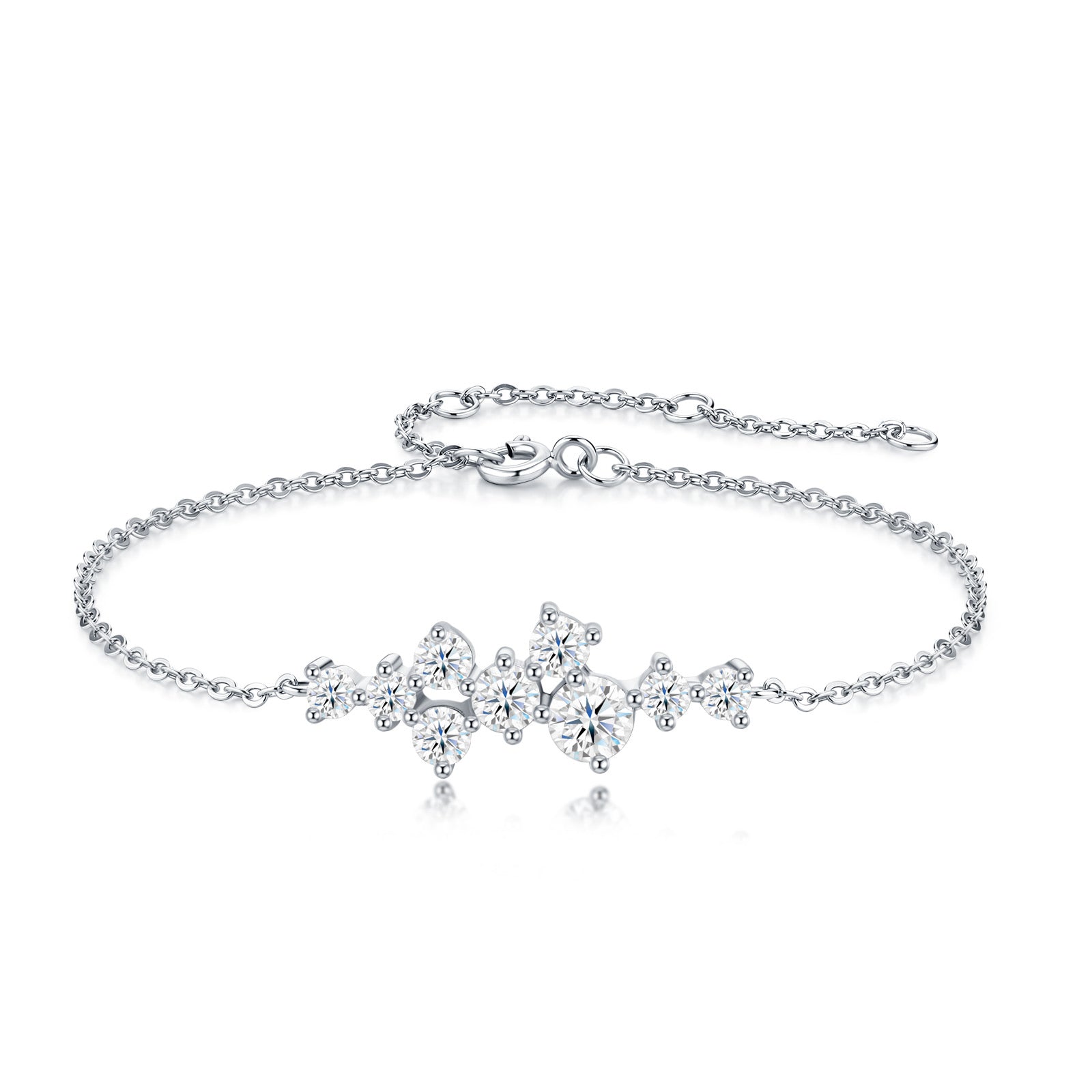 Costellina Moissanite Chain Bracelet in Sterling Silver