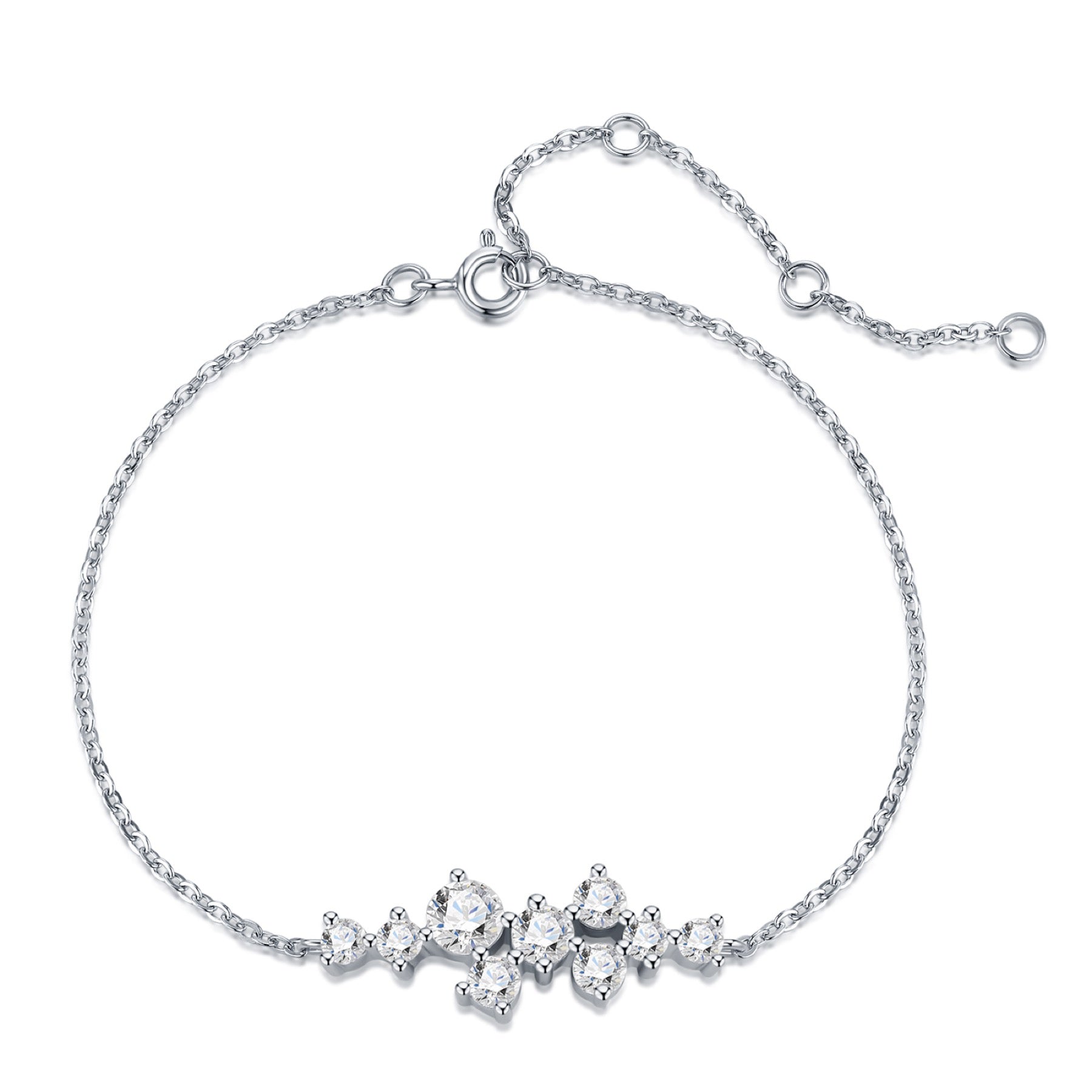 Costellina Moissanite Chain Bracelet in Sterling Silver