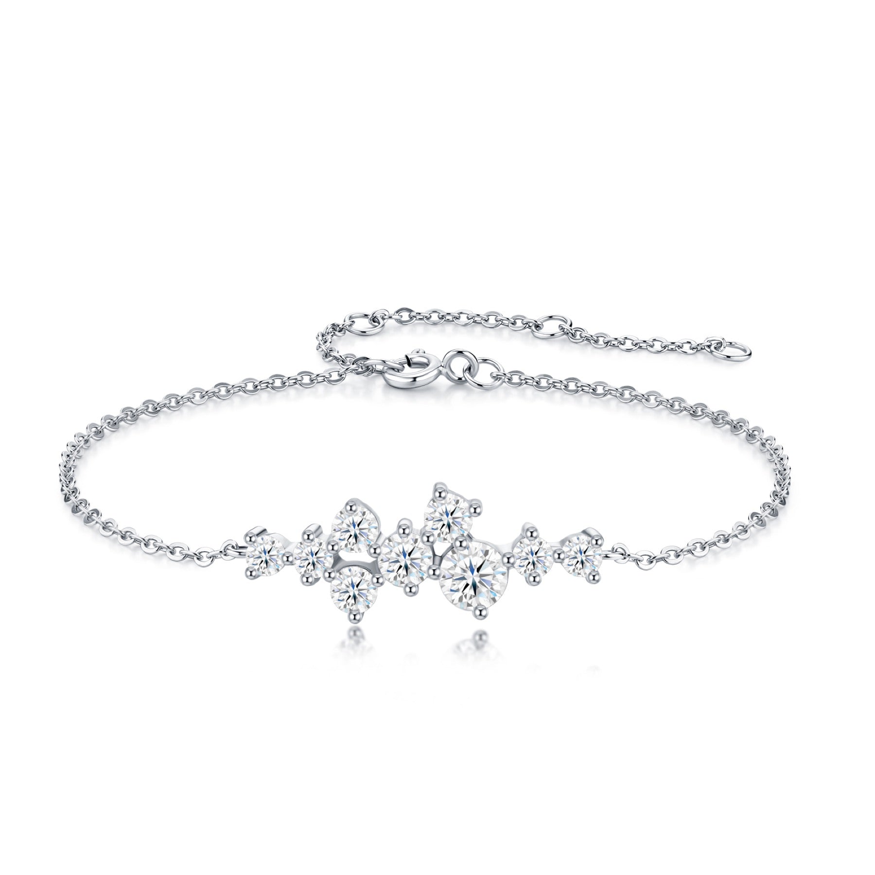 Costellina Moissanite Chain Bracelet in Sterling Silver