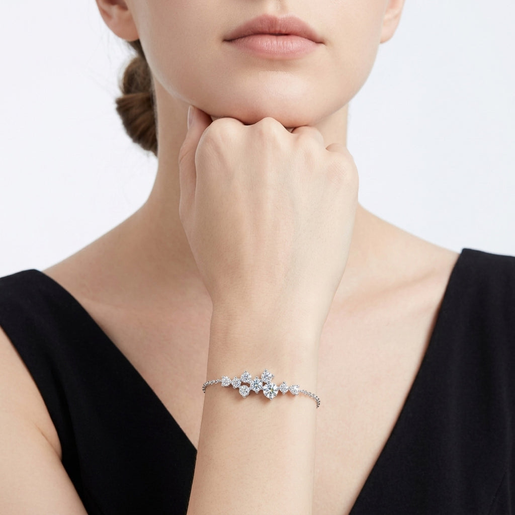 Costellina Moissanite Chain Bracelet in Sterling Silver
