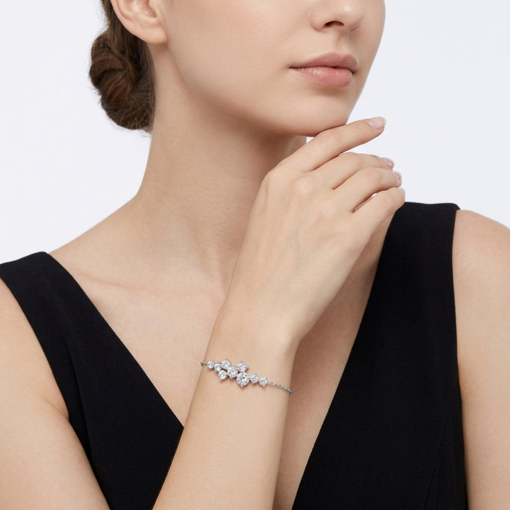 Costellina Moissanite Chain Bracelet in Sterling Silver