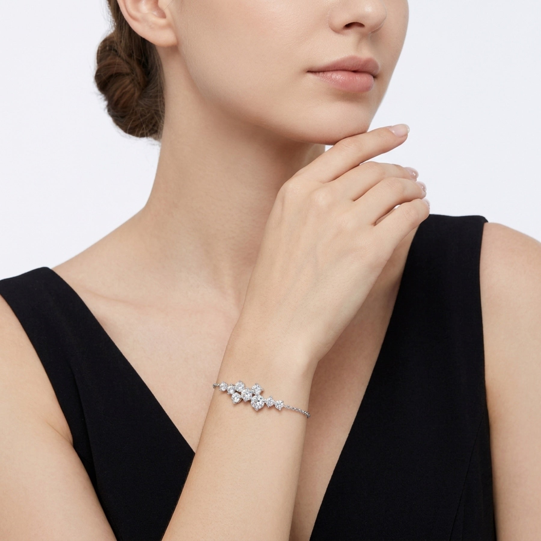 Costellina Moissanite Chain Bracelet in Sterling Silver