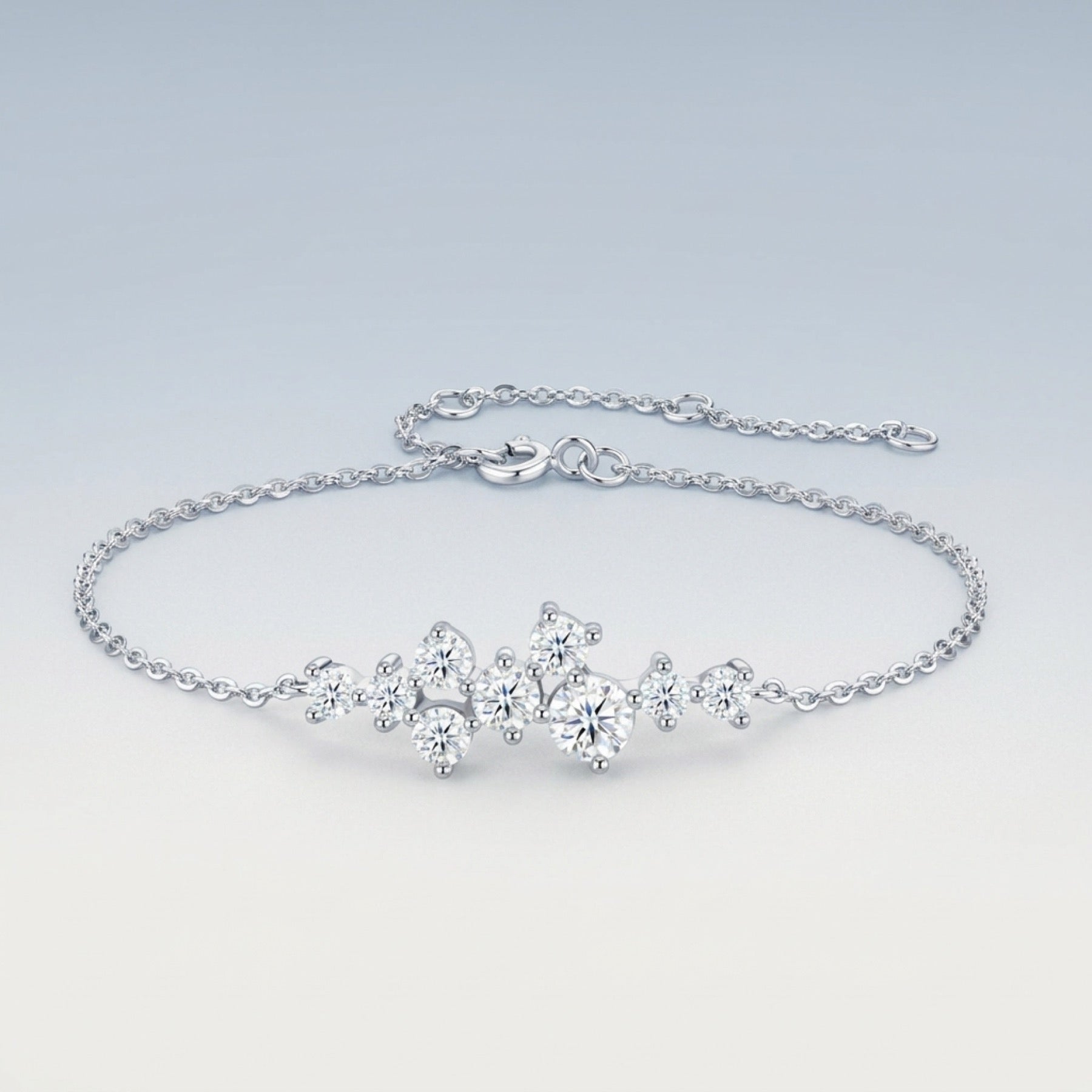 Costellina Moissanite Chain Bracelet in Sterling Silver