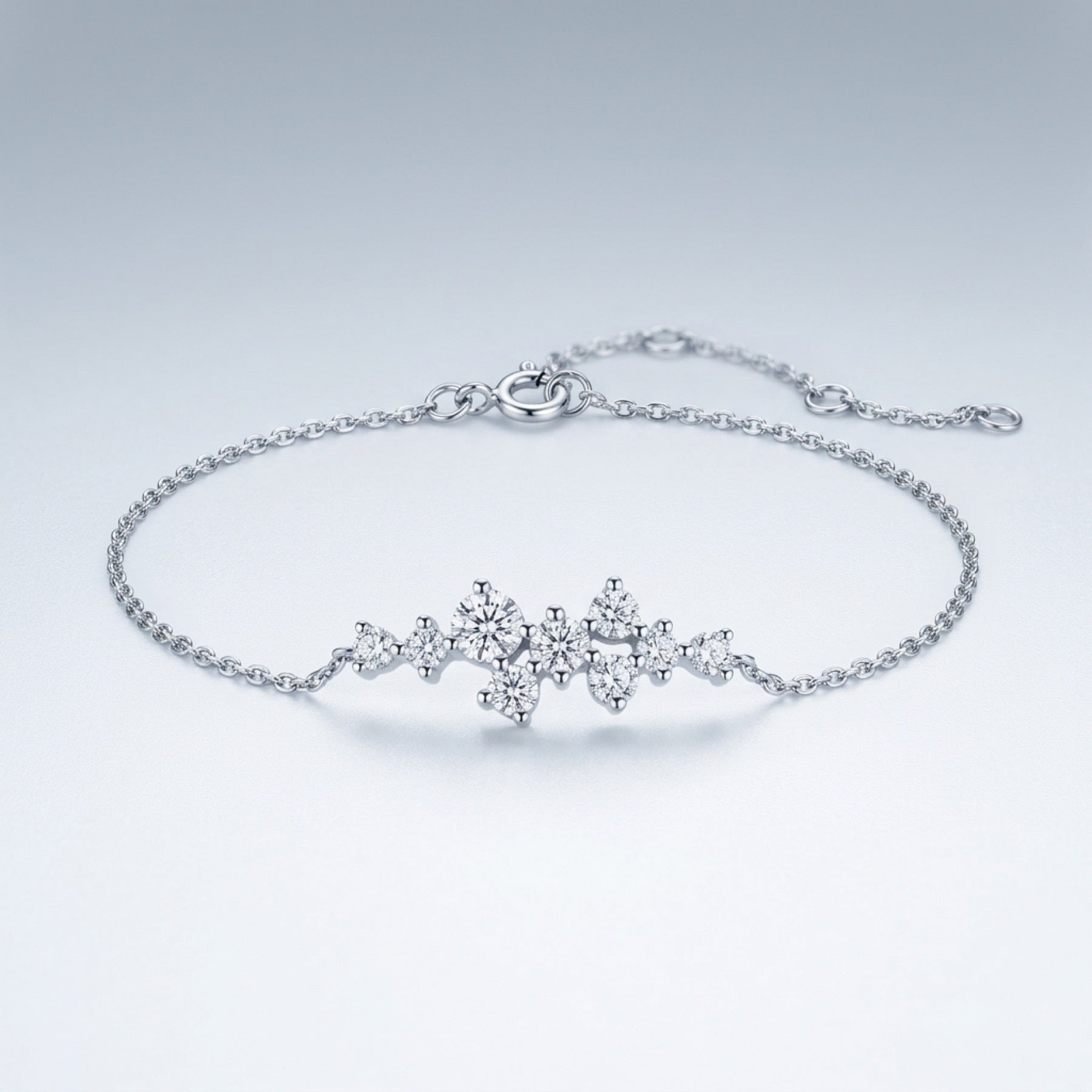 Costellina Moissanite Chain Bracelet in Sterling Silver