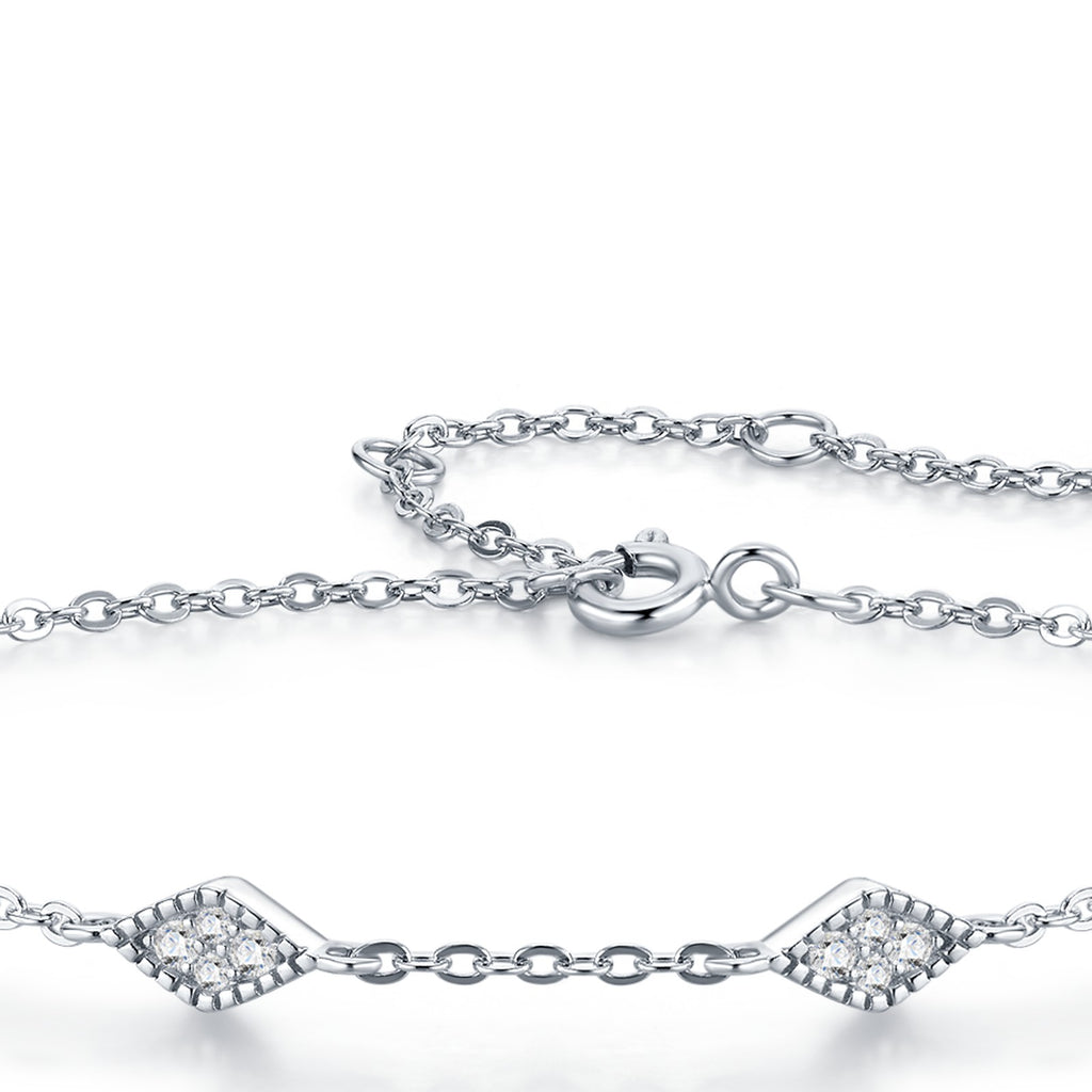 Rombolino Moissanite Chain Bracelet in Sterling Silver — detail