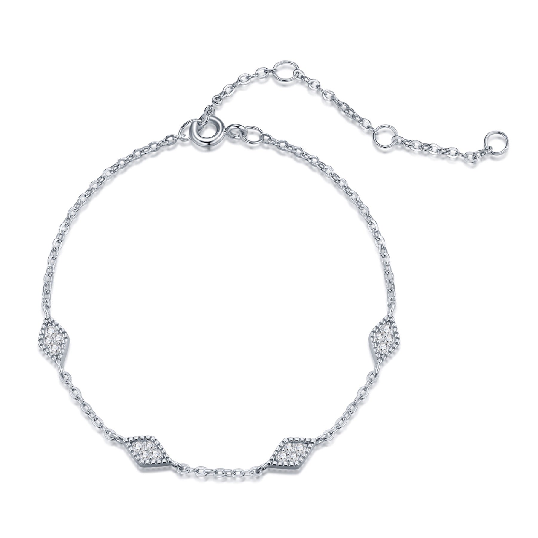 Rombolino Moissanite Chain Bracelet in Sterling Silver