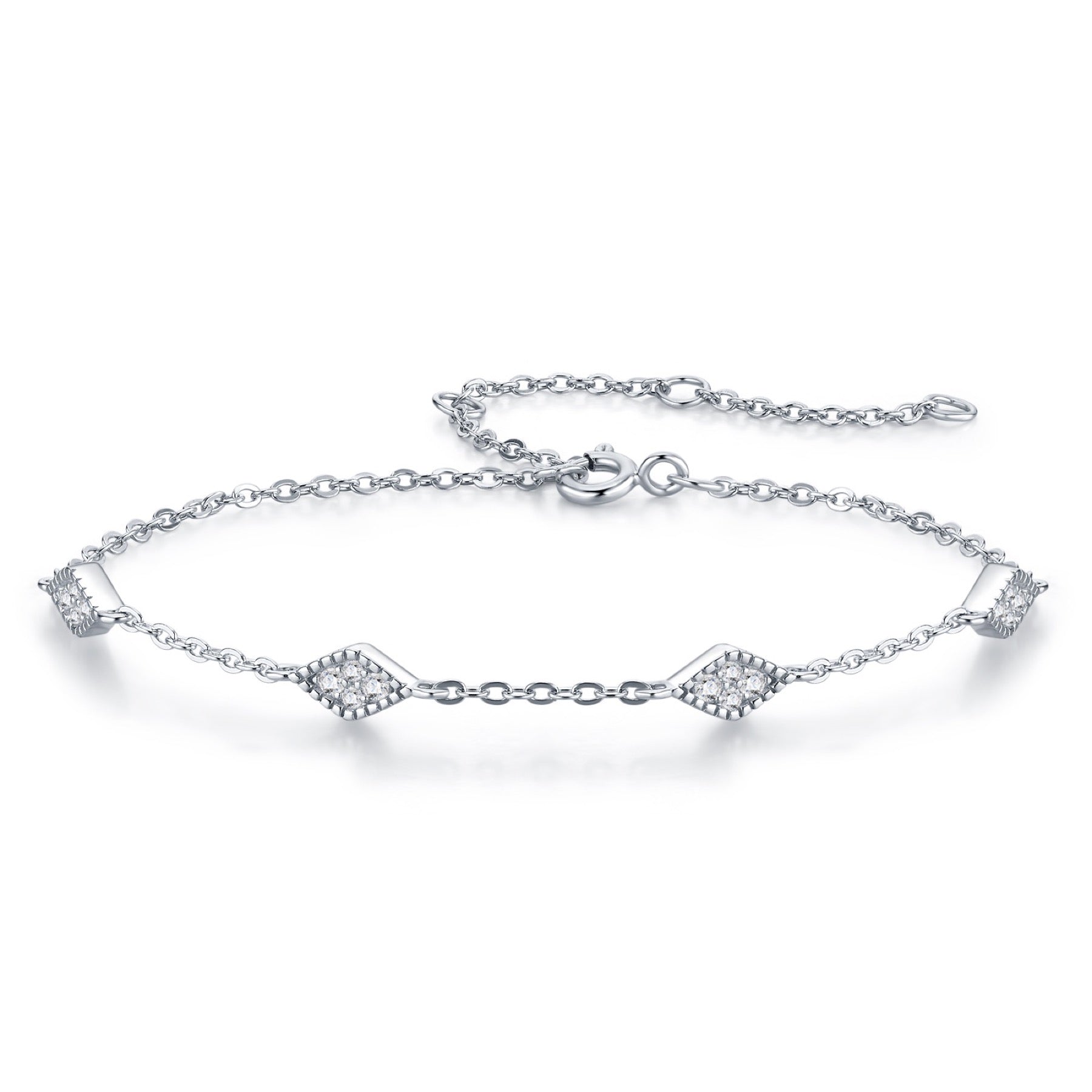 Rombolino Moissanite Chain Bracelet in Sterling Silver