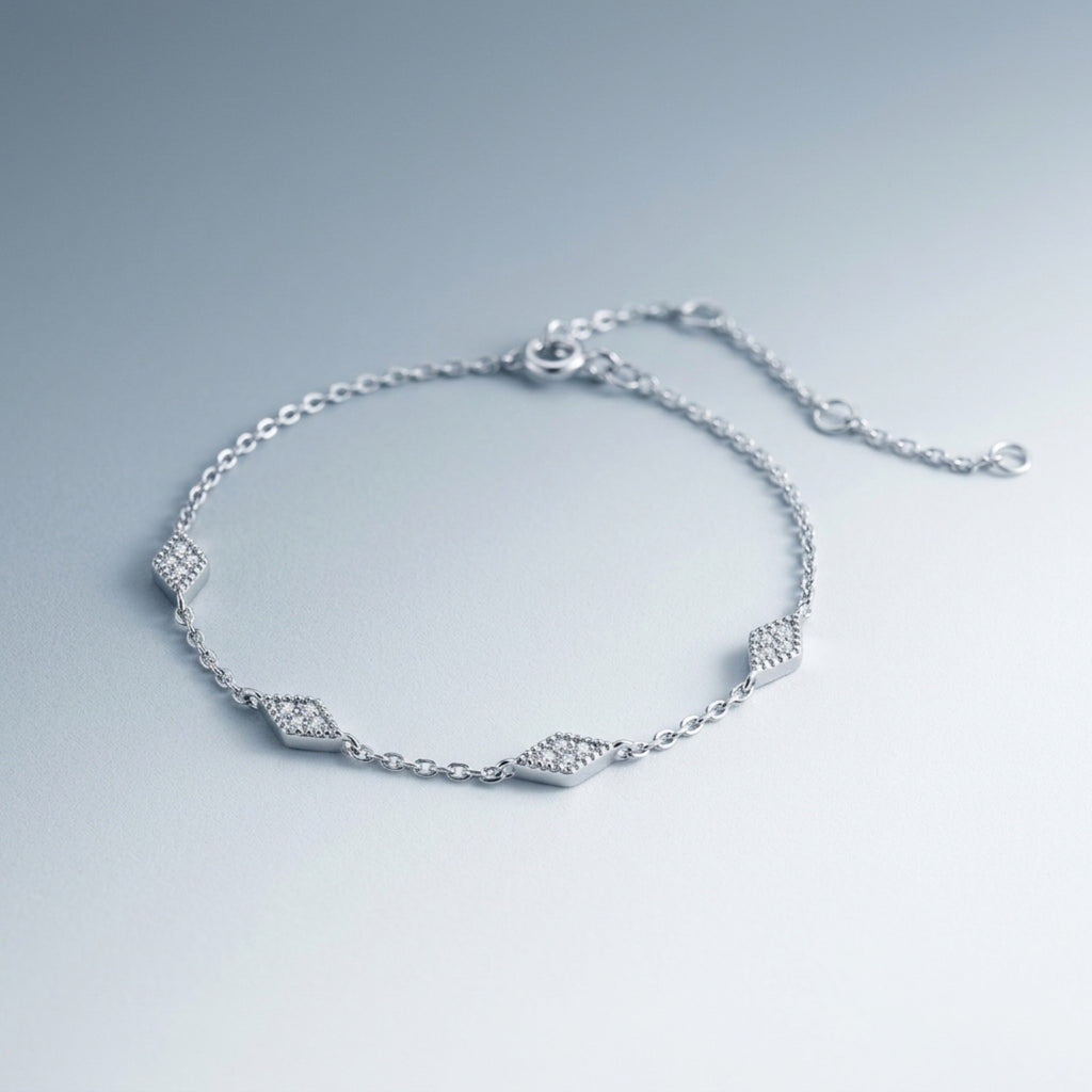 Rombolino Moissanite Chain Bracelet in Sterling Silver