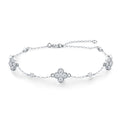 Trifoglino Moissanite Chain Bracelet in Sterling Silver