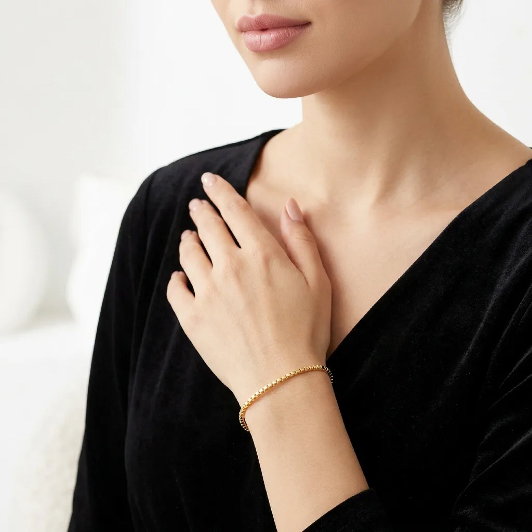 Venezia Moissanite Chain Bracelet in Gold-Tone Sterling Silver