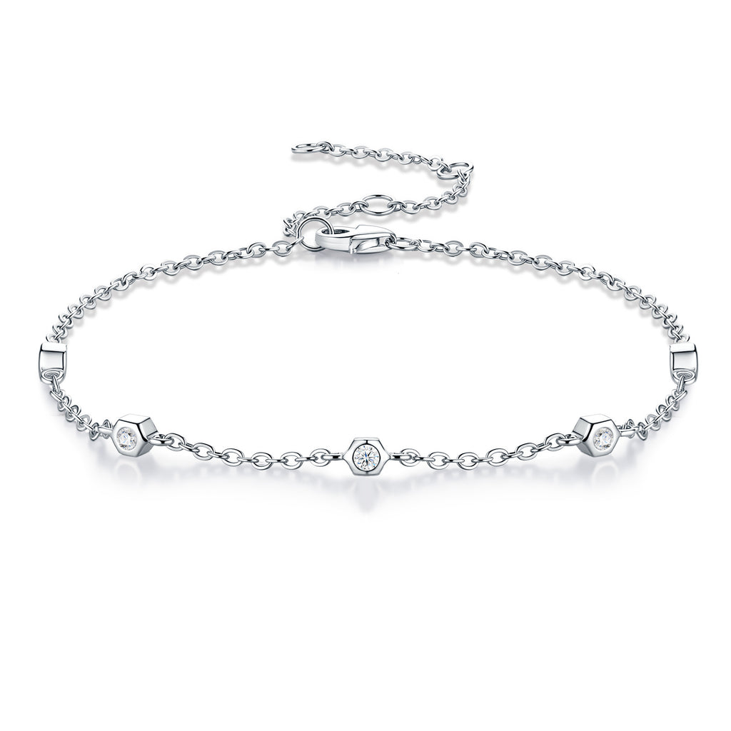 Solotondo Moissanite Chain Bracelet in Sterling Silver