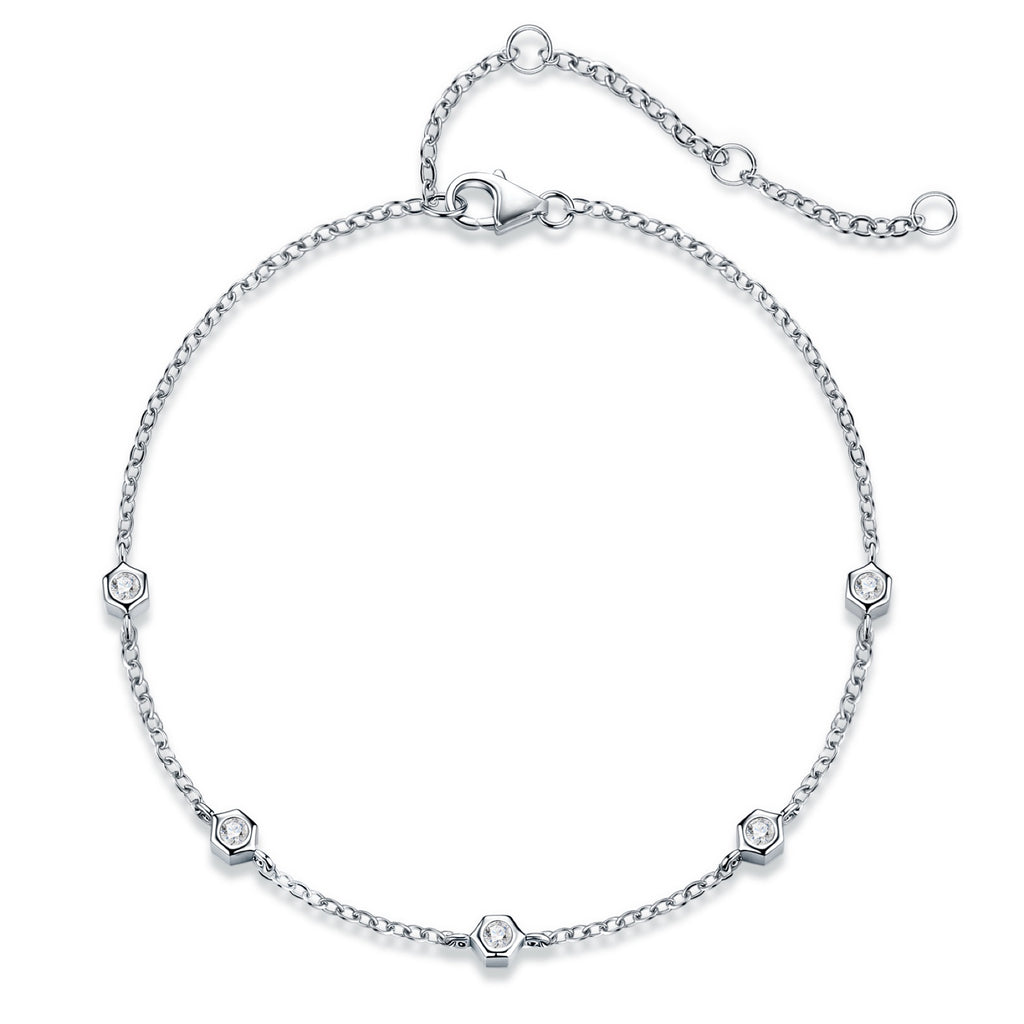 Solotondo Moissanite Chain Bracelet in Sterling Silver