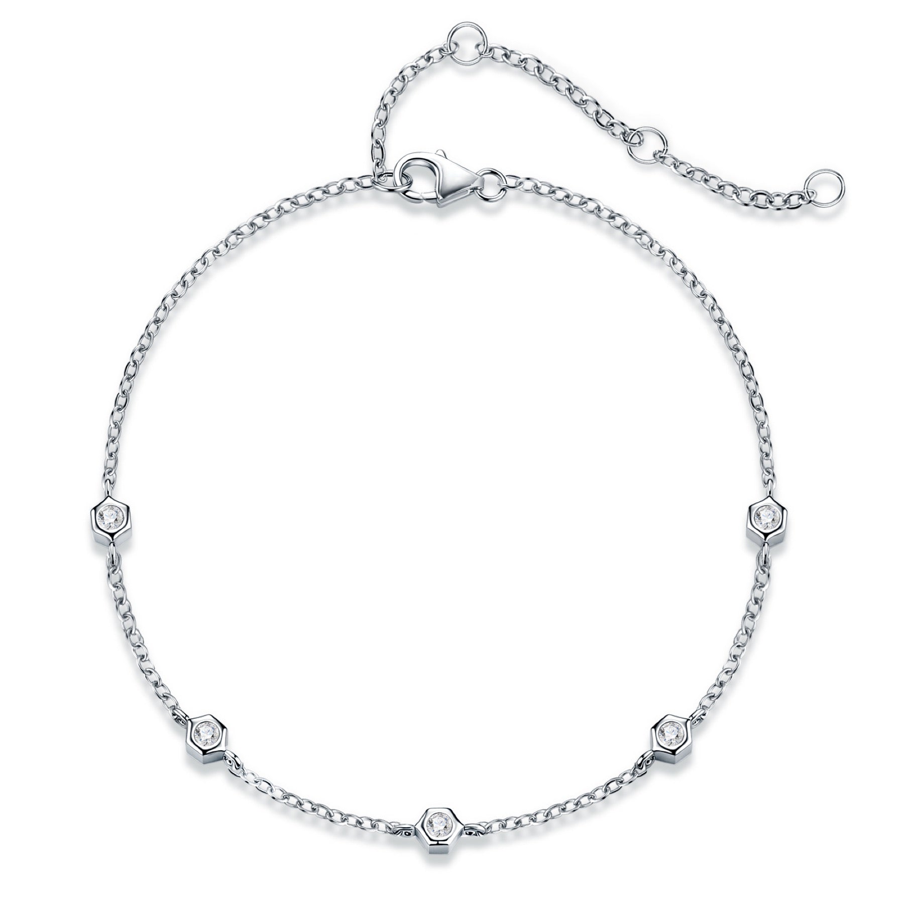 Solotondo Moissanite Chain Bracelet in Sterling Silver