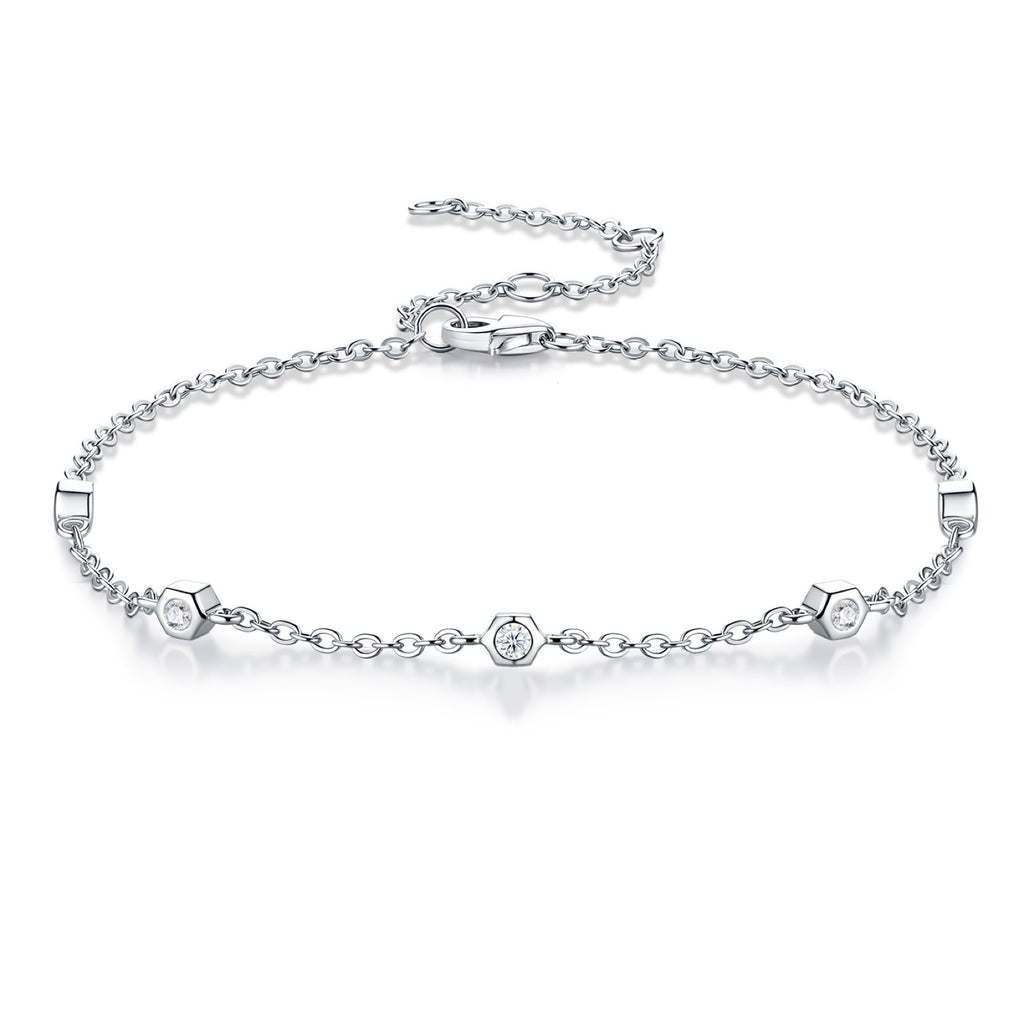 Solotondo Moissanite Chain Bracelet in Sterling Silver