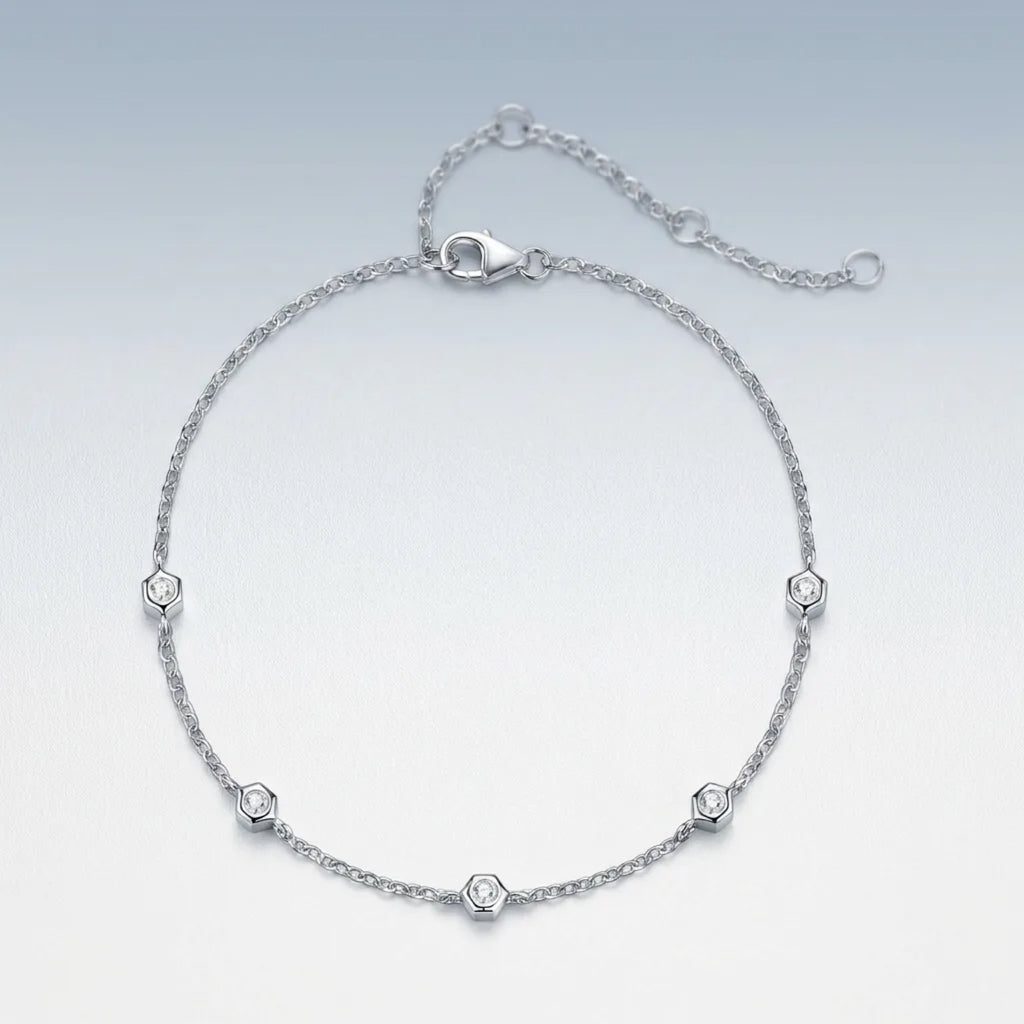 Solotondo Moissanite Chain Bracelet in Sterling Silver