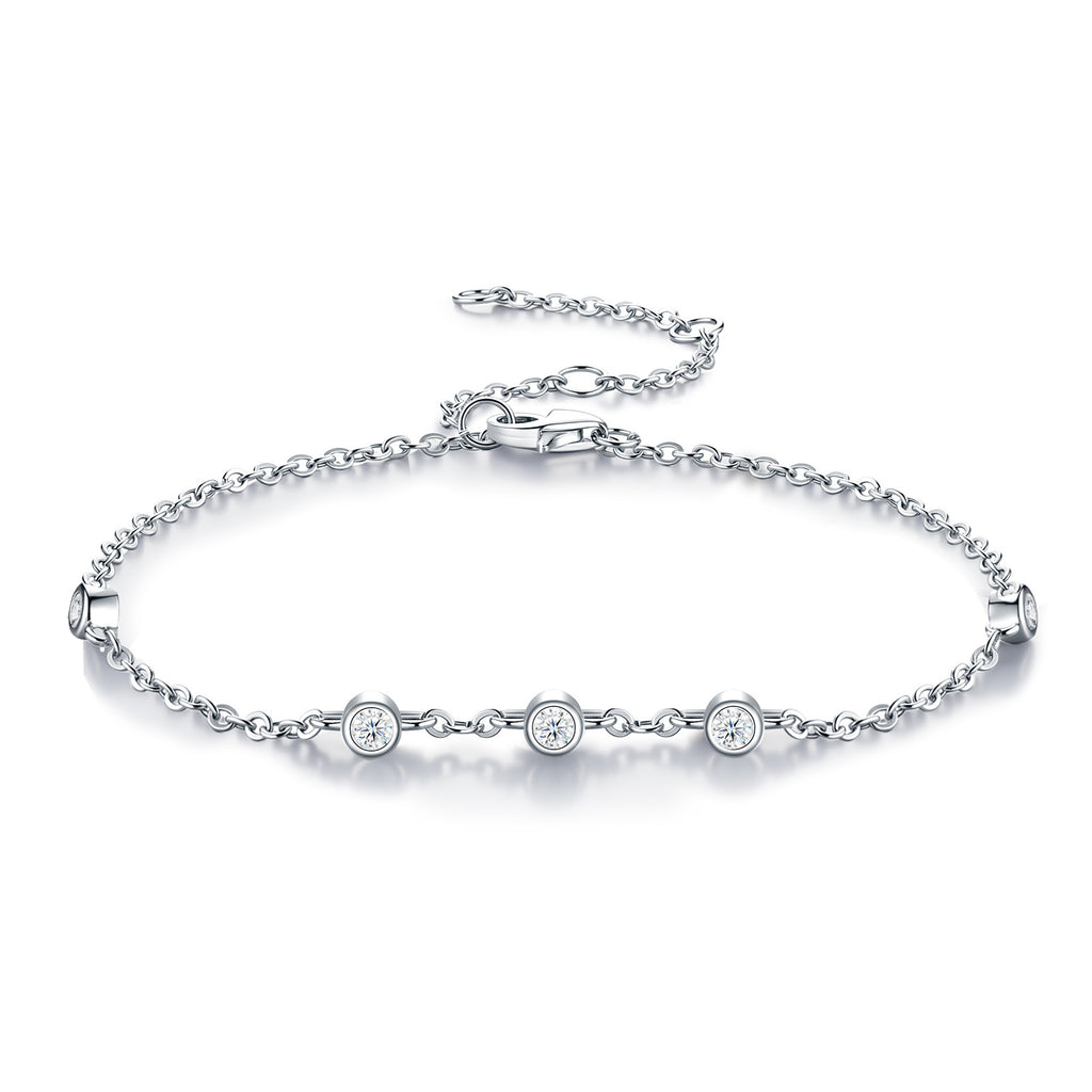 Bezellini Moissanite Chain Bracelet in Sterling Silver