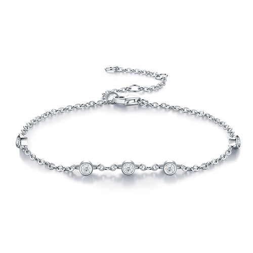 Bezellini Moissanite Chain Bracelet in Sterling Silver