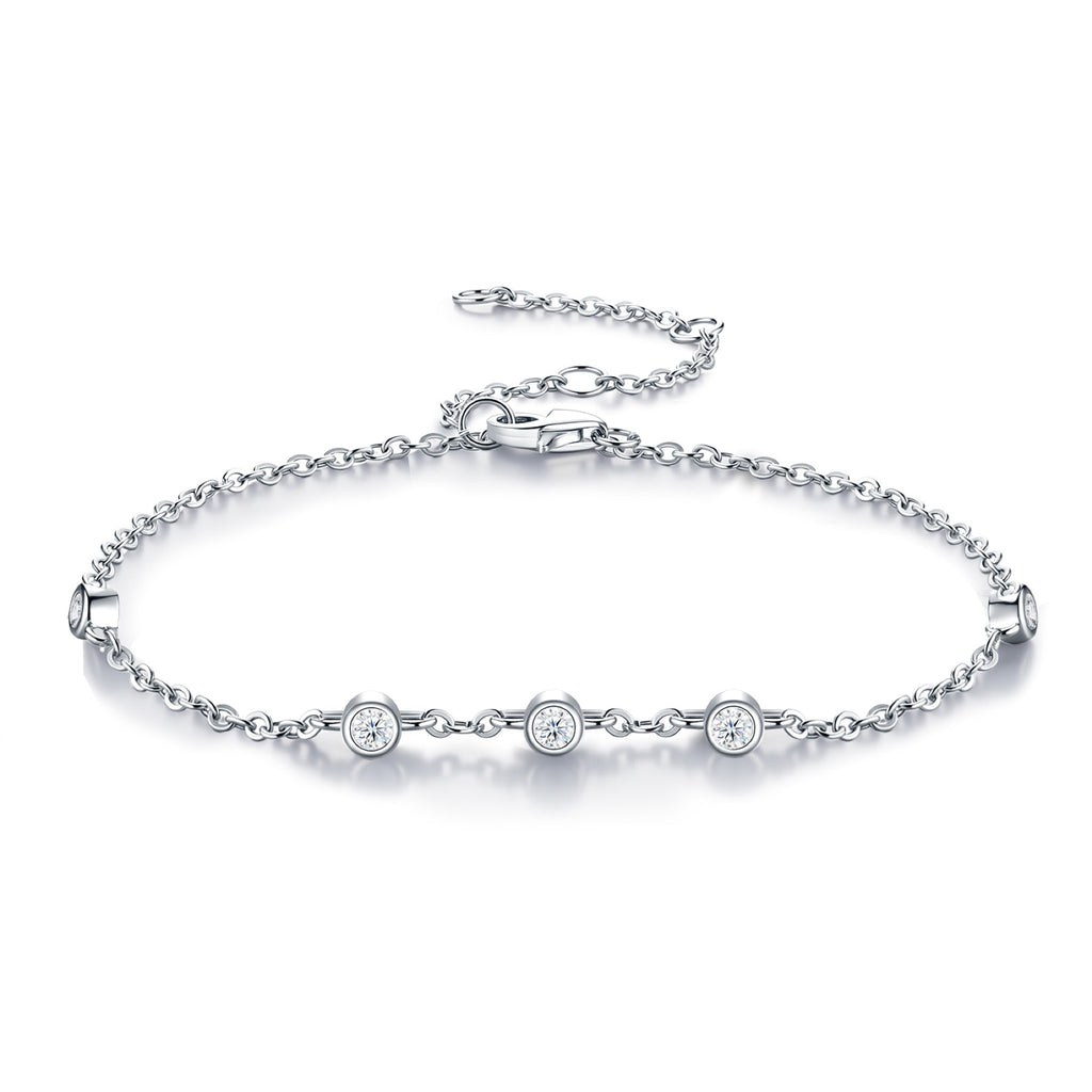 Bezellini Moissanite Chain Bracelet in Sterling Silver