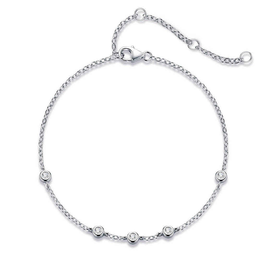 Bezellini Moissanite Chain Bracelet in Sterling Silver