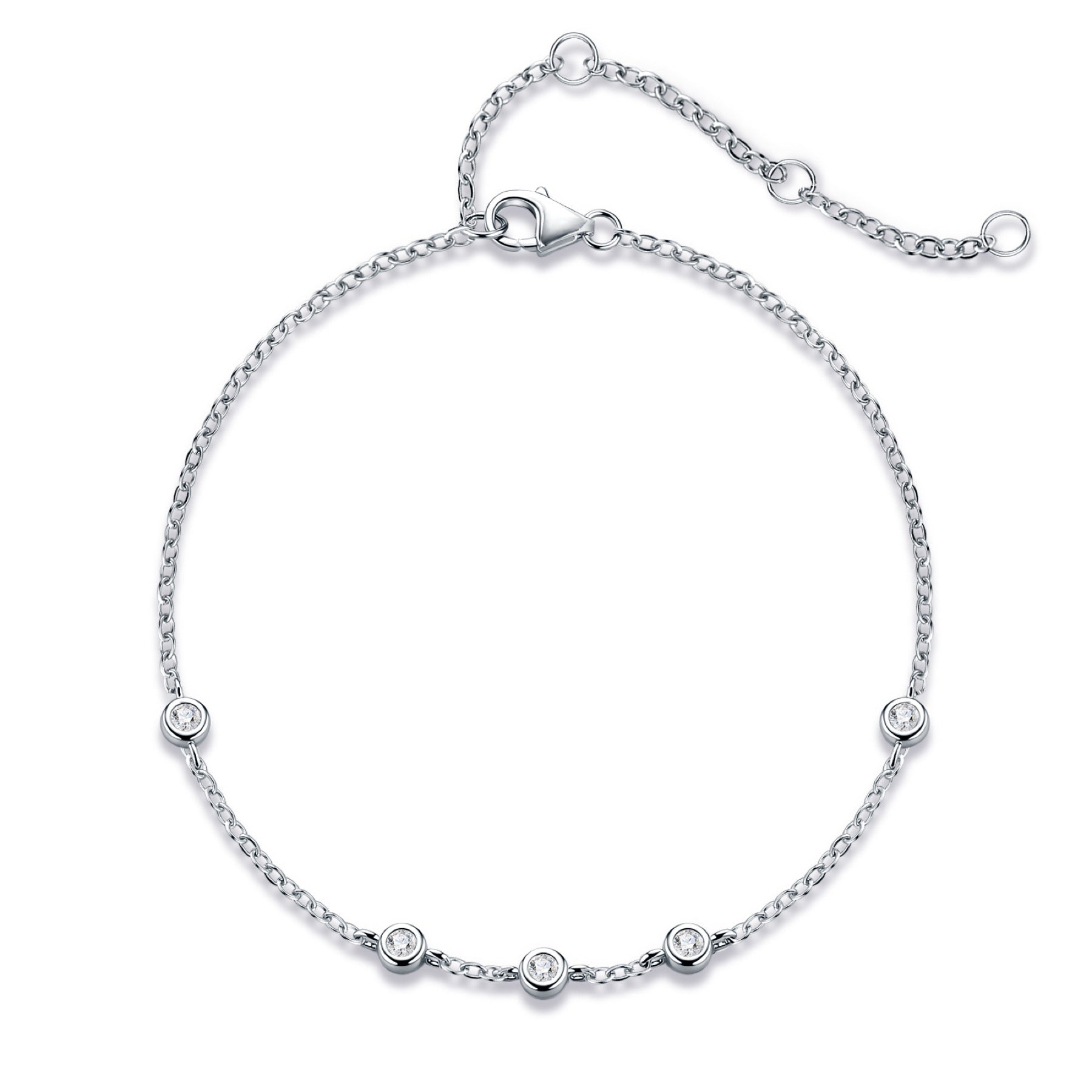 Bezellini Moissanite Chain Bracelet in Sterling Silver
