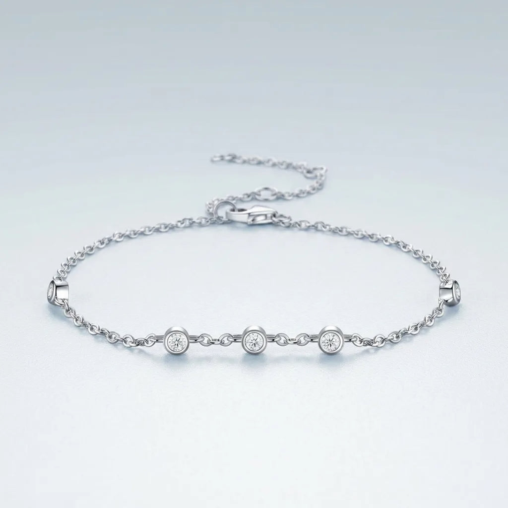 Bezellini Moissanite Chain Bracelet in Sterling Silver