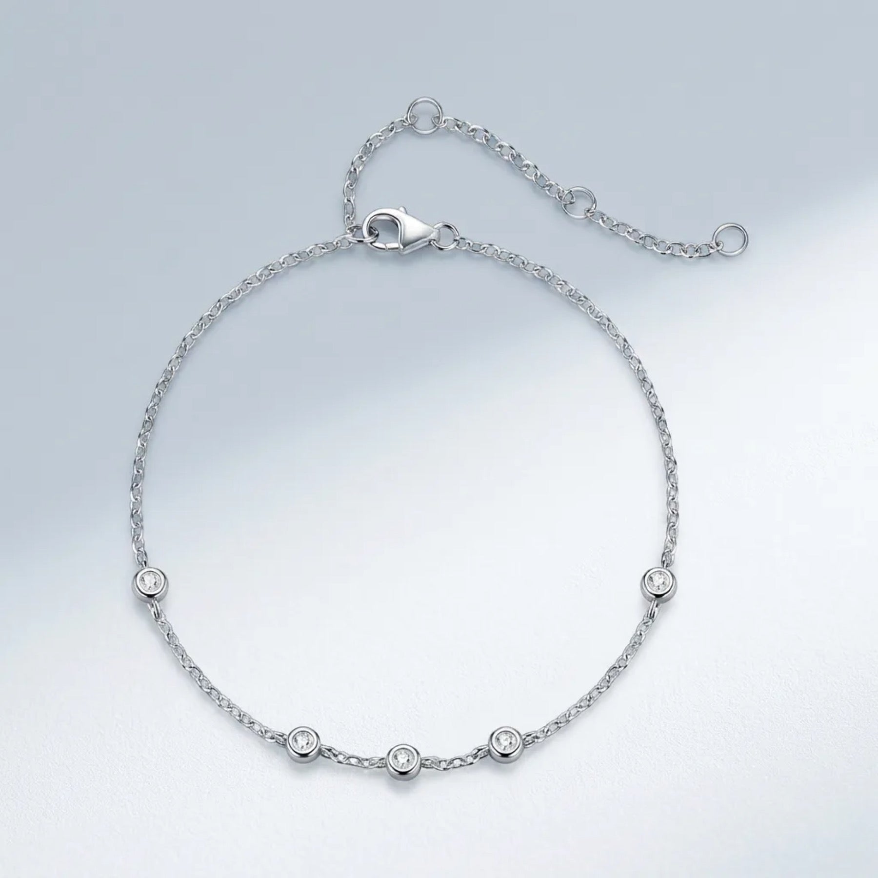 Bezellini Moissanite Chain Bracelet in Sterling Silver