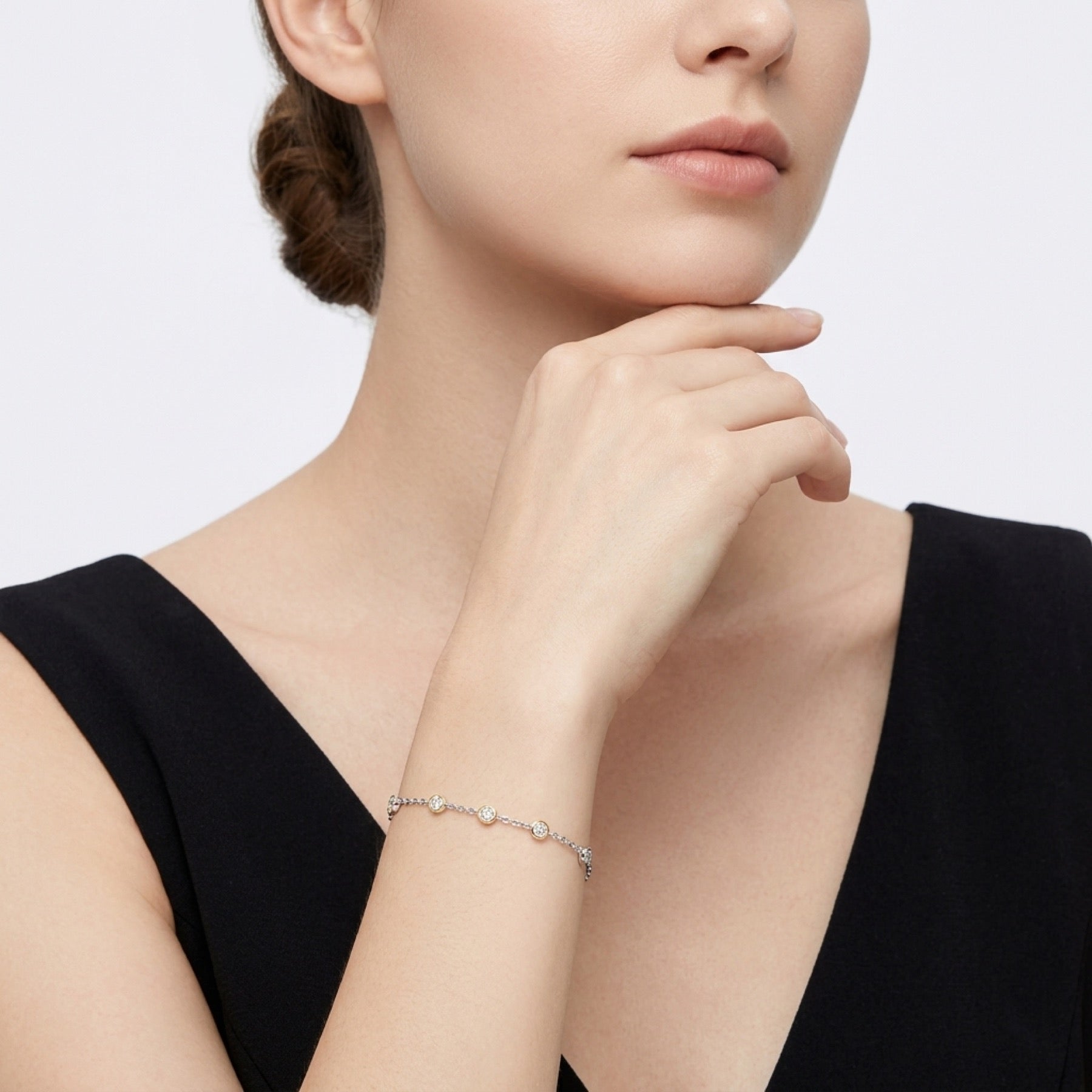 Bezellini Moissanite Chain Bracelet in Sterling Silver