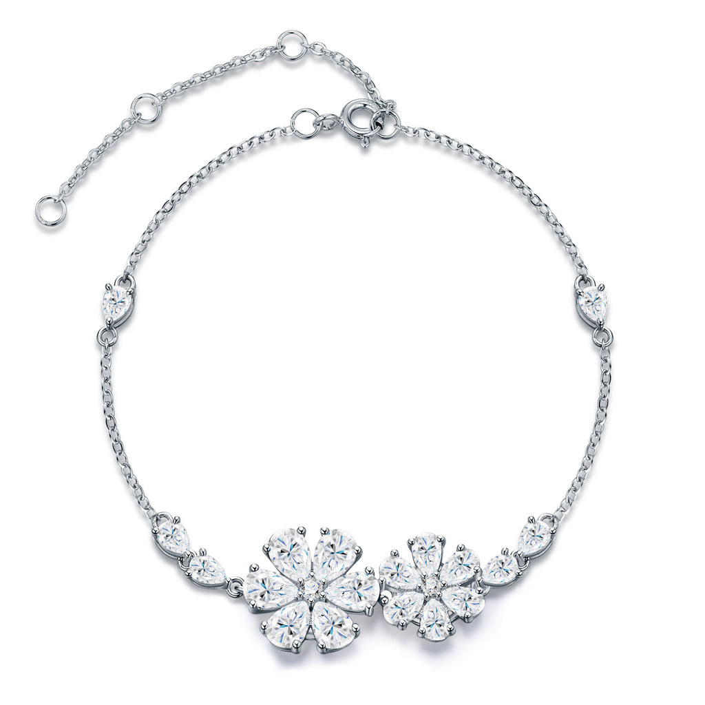 Margherame Moissanite Chain Bracelet in Sterling Silver