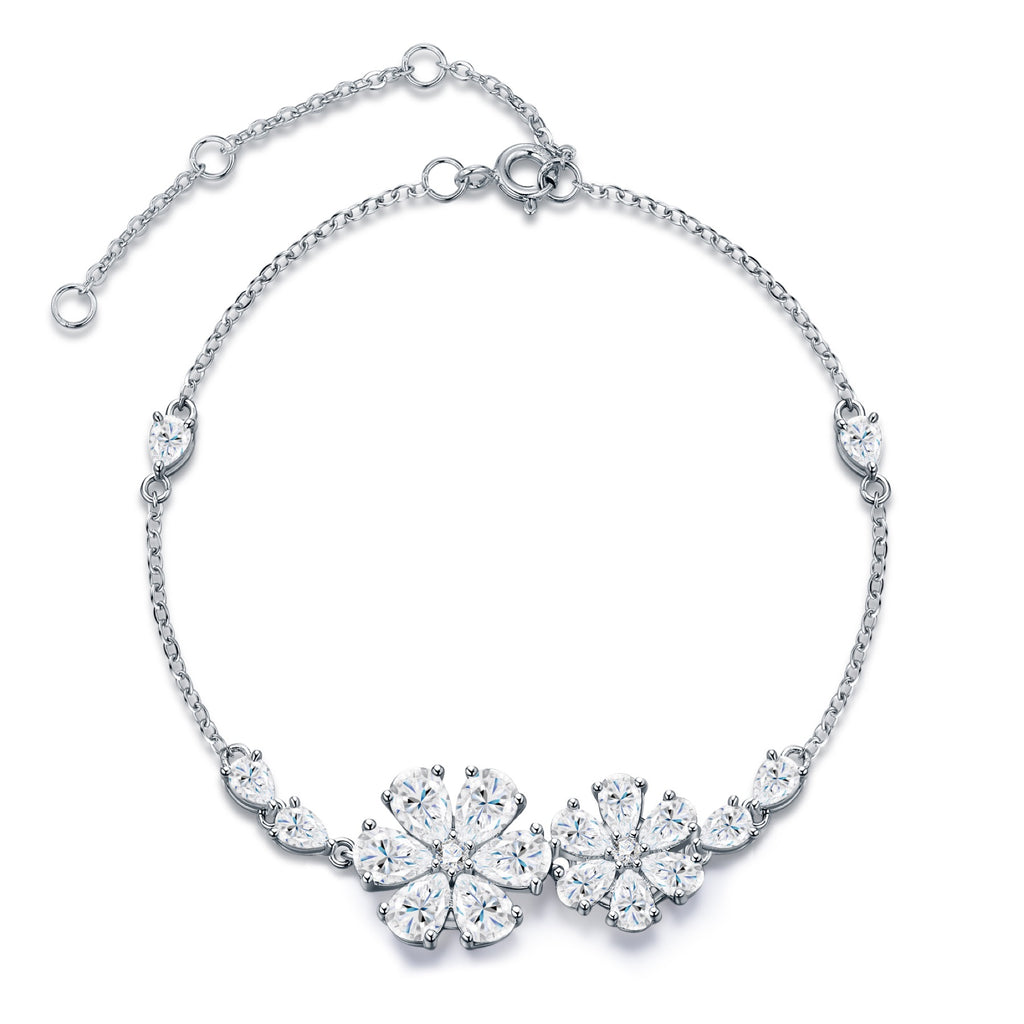 Margherame Moissanite Chain Bracelet in Sterling Silver