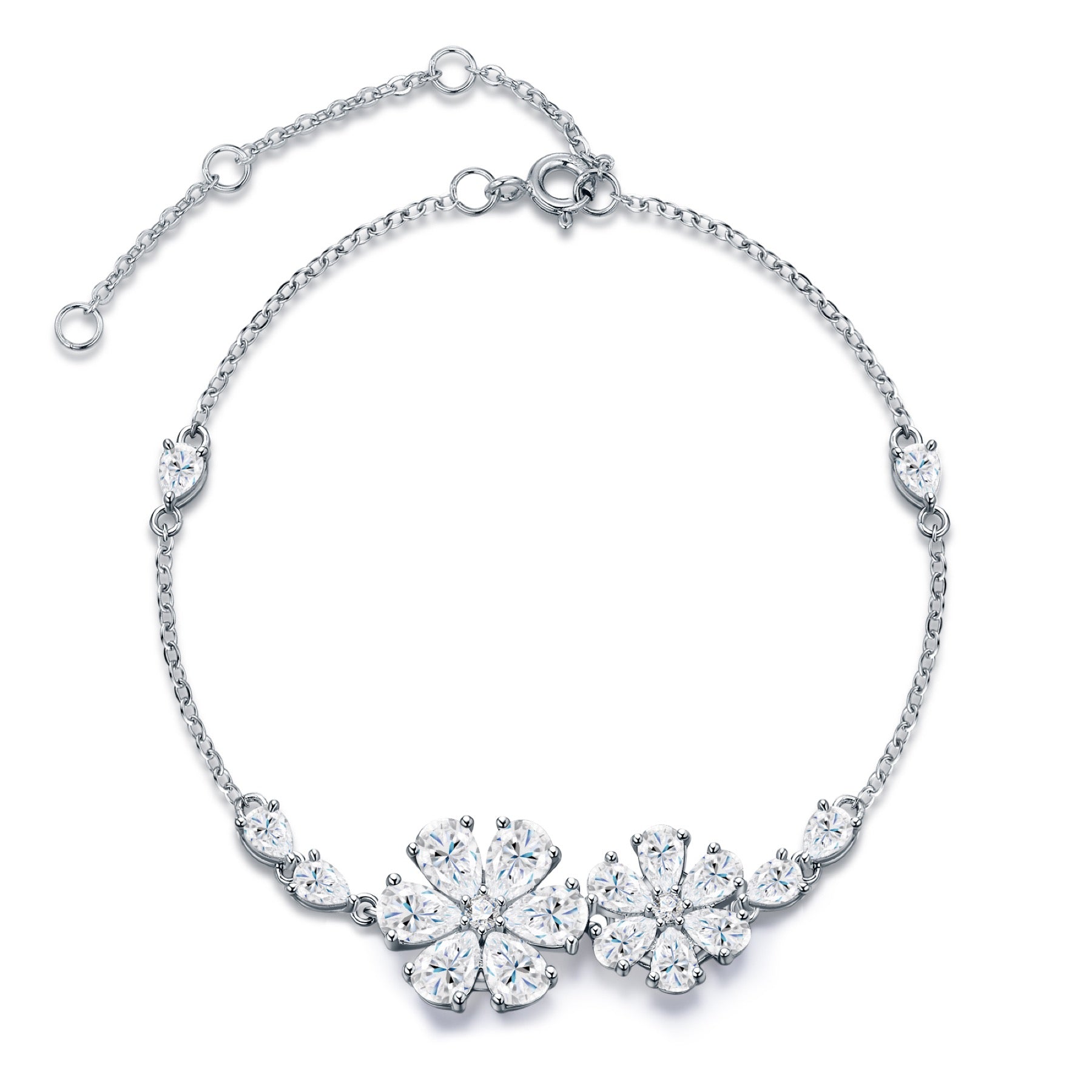 Margherame Moissanite Chain Bracelet in Sterling Silver