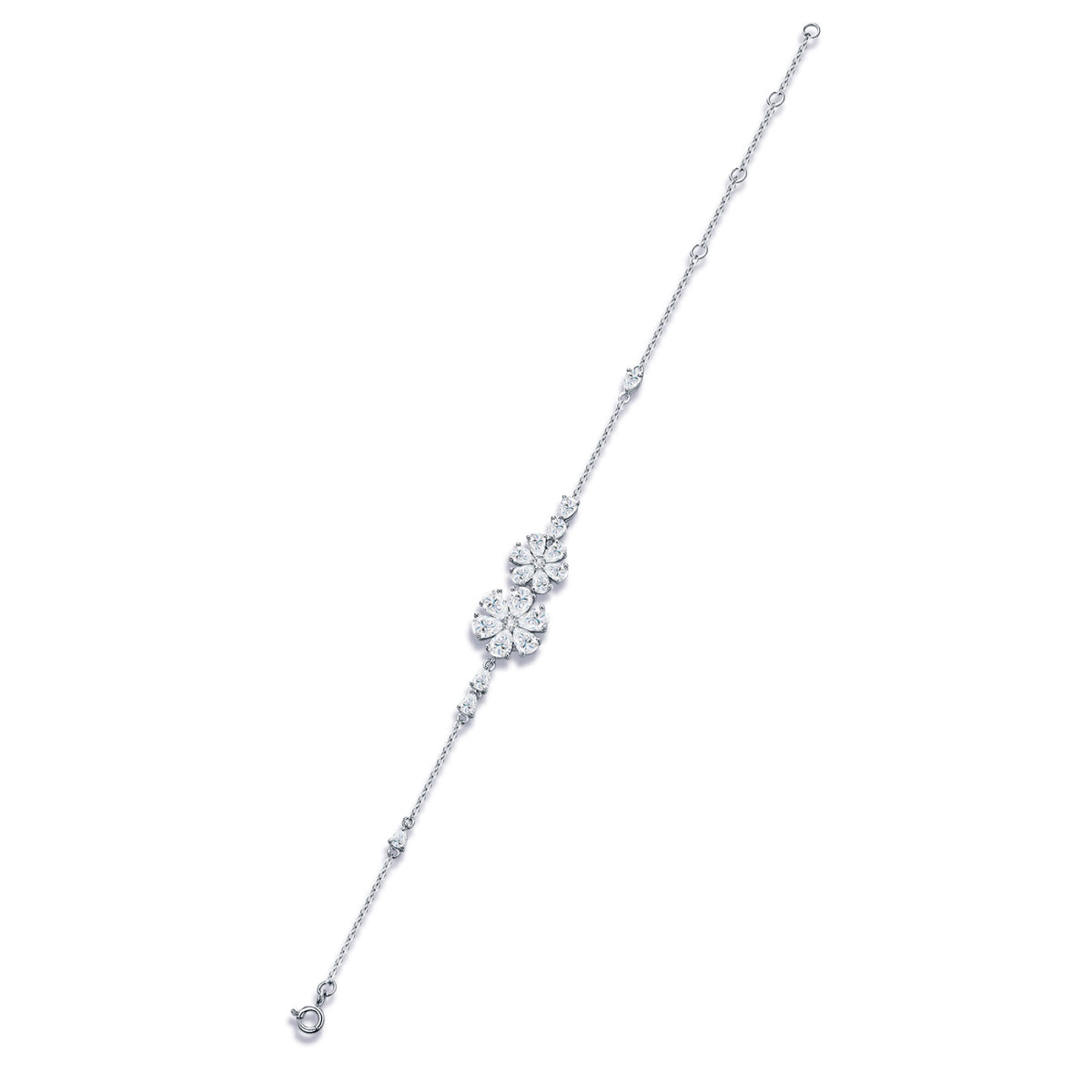 Margherame Moissanite Chain Bracelet in Sterling Silver