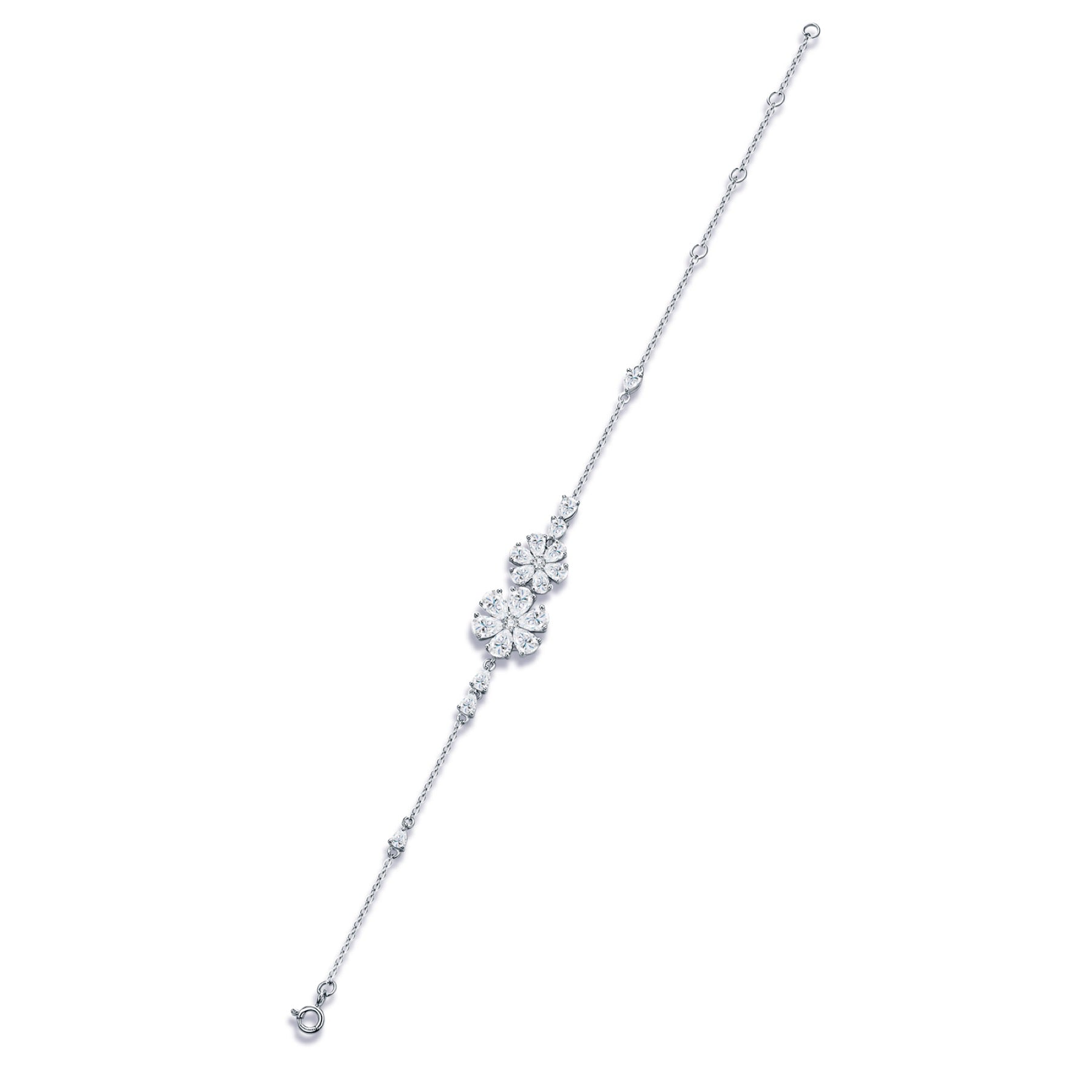 Margherame Moissanite Chain Bracelet in Sterling Silver